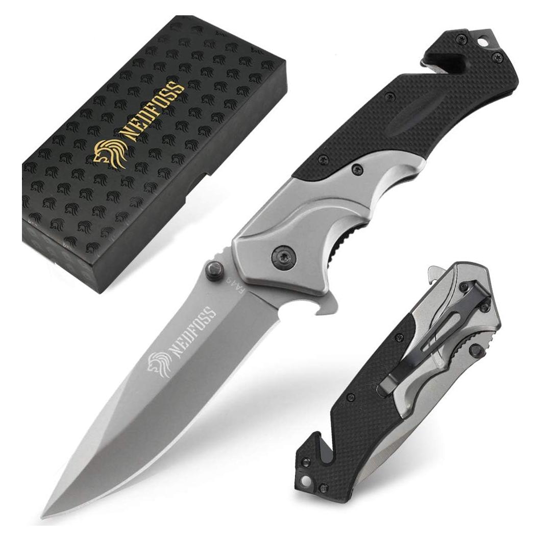 Navaja de bolsillo NedFoss FA49 4 en 1, cuchillo de supervivencia