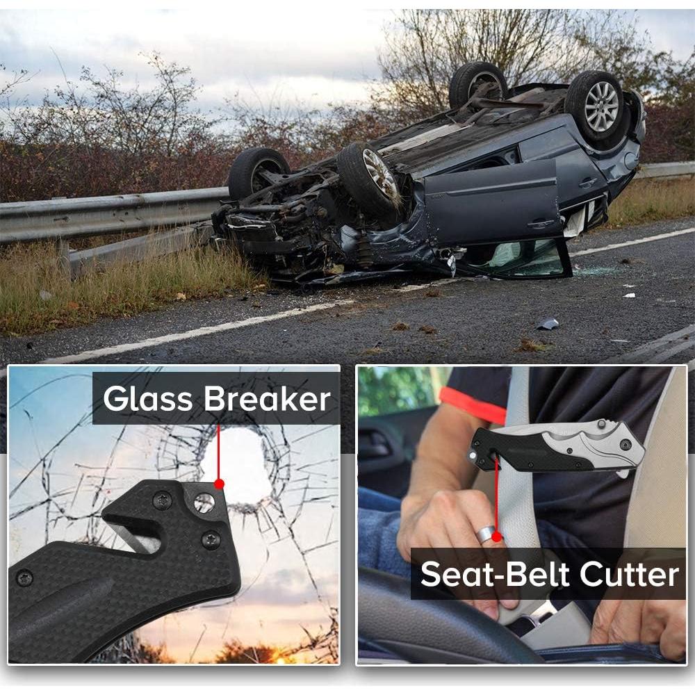 Navaja de bolsillo NedFoss FA49 4 en 1, cuchillo de supervivencia