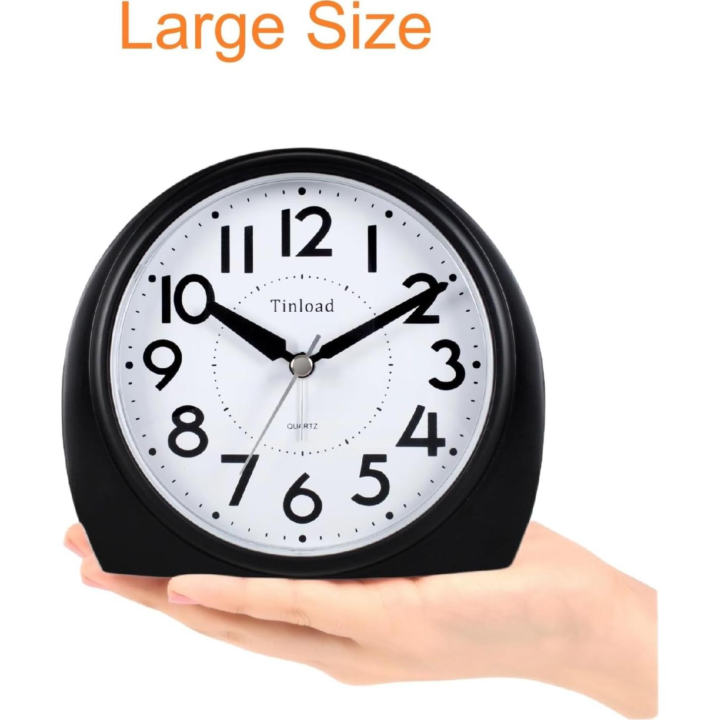 Reloj de Alarma Analógico Tinload 5.5" Silencioso Negro