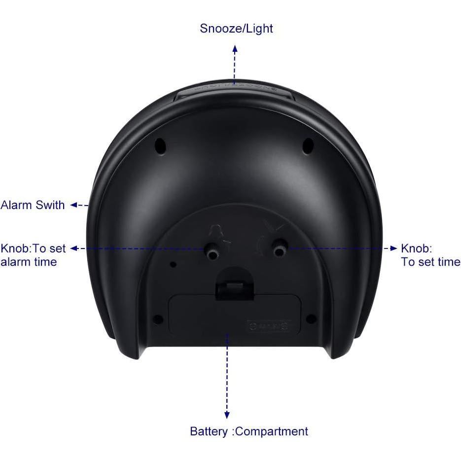 Reloj de Alarma Analógico Tinload 5.5" Silencioso Negro