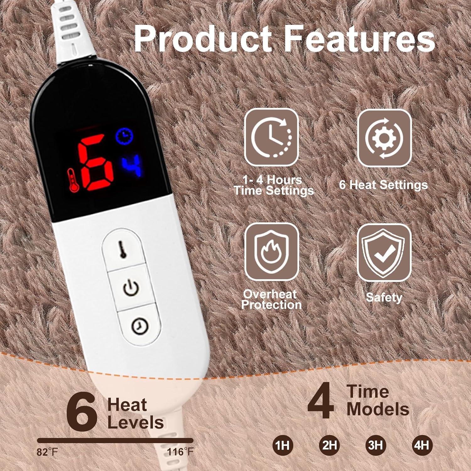 Manta eléctrica AEPINBH 127x152 cm piel sintética marrón