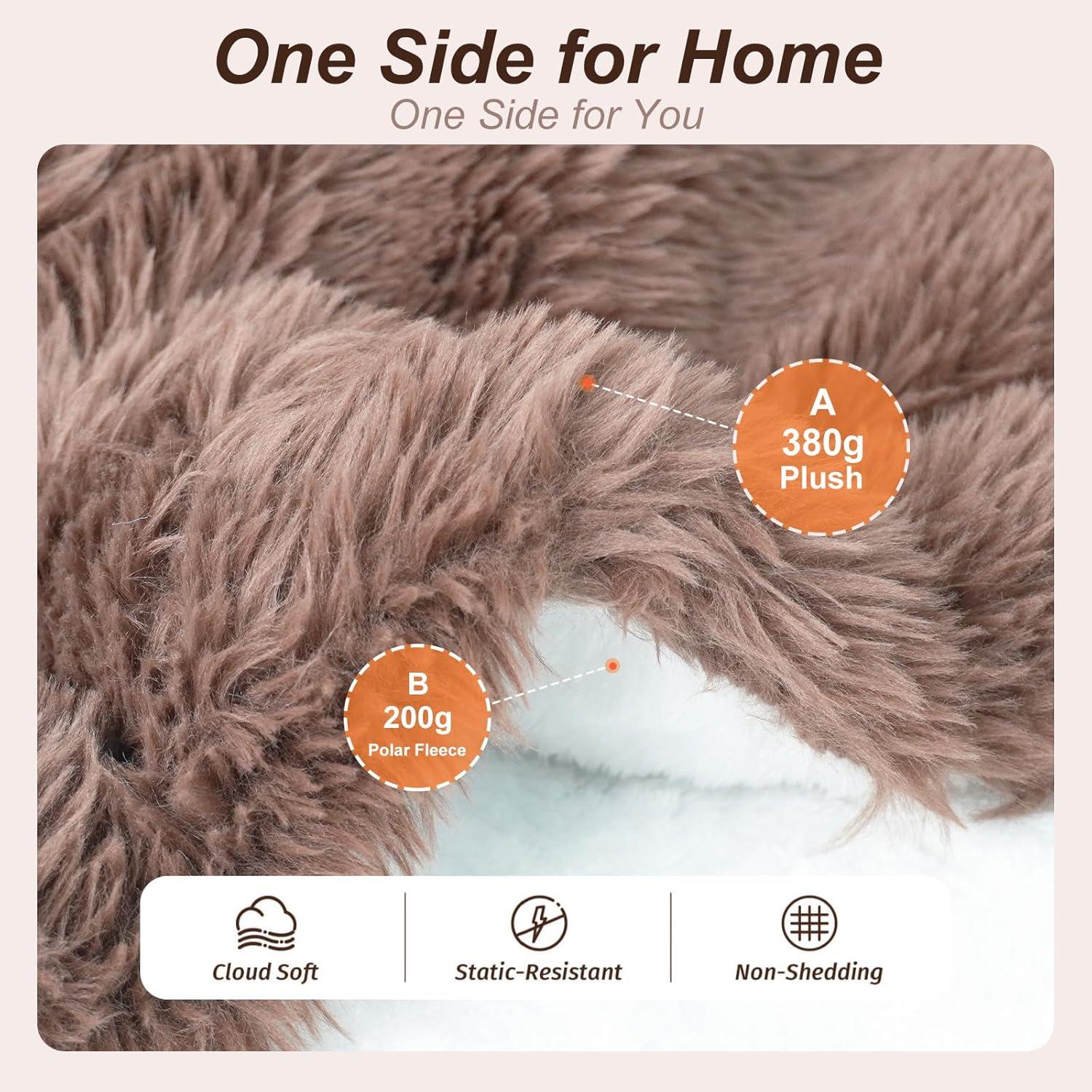 Manta eléctrica AEPINBH 127x152 cm piel sintética marrón