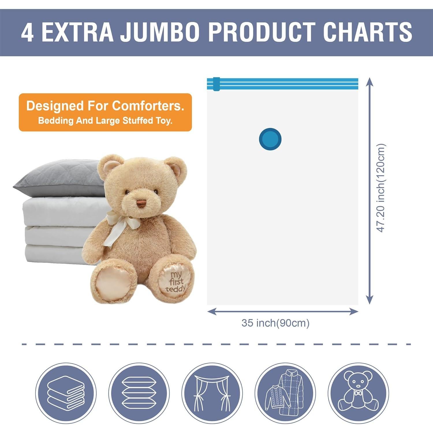 4 Bolsas de Almacenamiento al Vacío Jumbo Cozy Essential 120x89cm