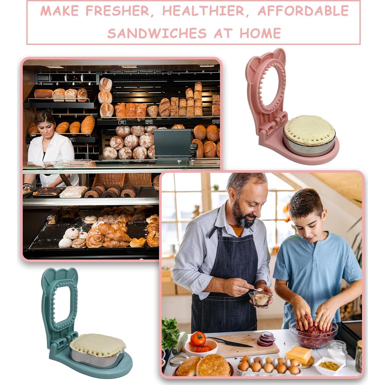 Cortador y Sellador de Sándwiches Bahtoiuy 2 Piezas Azul/Rosa