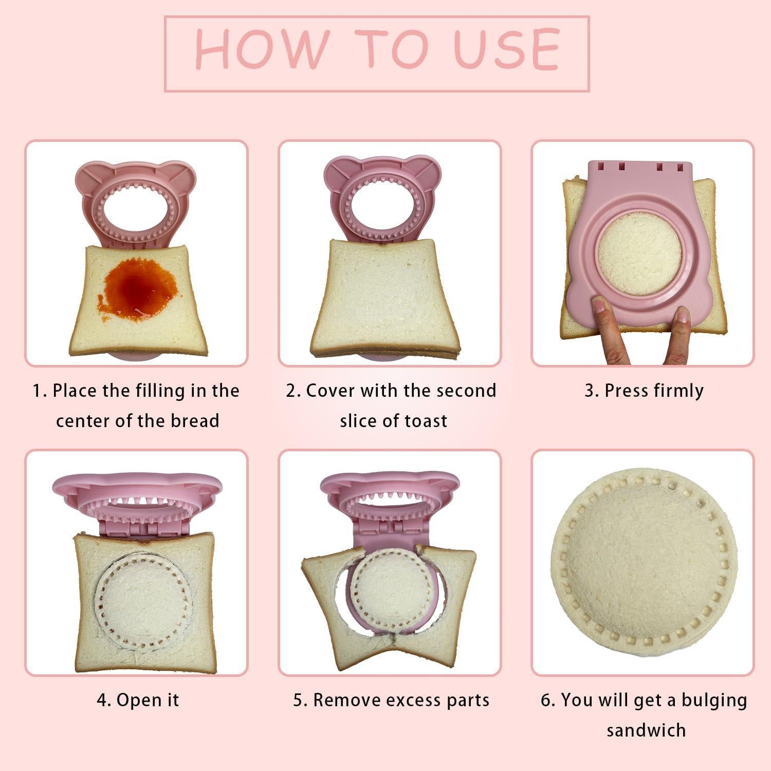 Cortador y Sellador de Sándwiches Bahtoiuy 2 Piezas Azul/Rosa