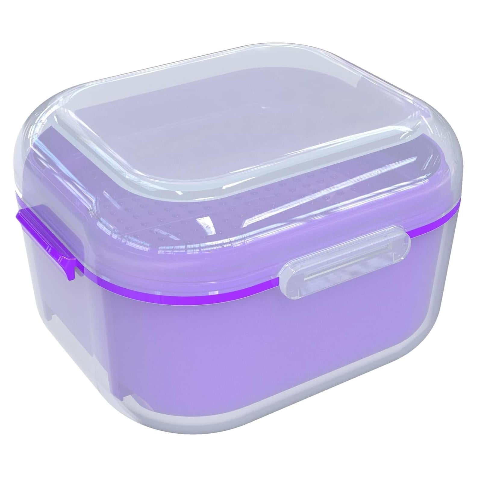 Estuche para Dentaduras ARGOMAX con Filtro y Bandeja Púrpura