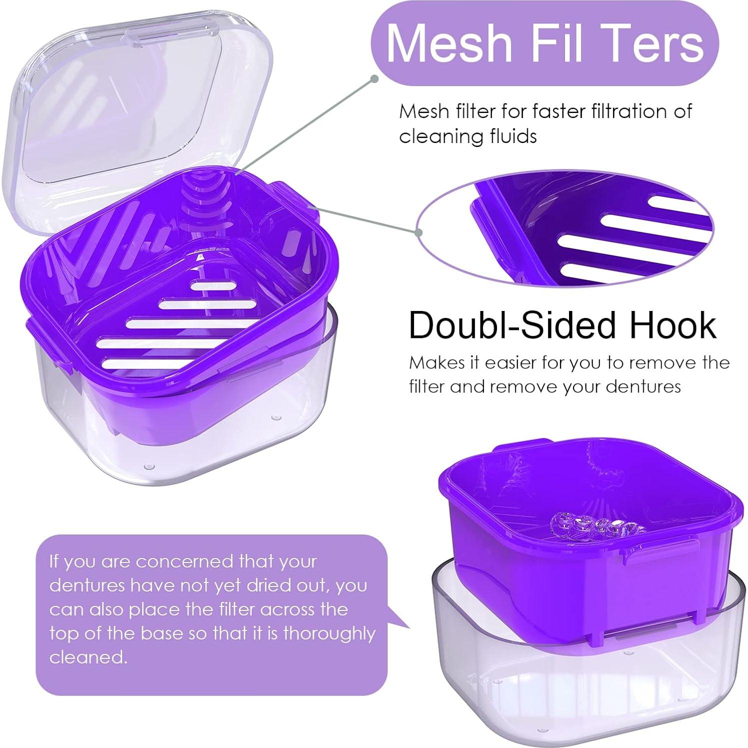 Estuche para Dentaduras ARGOMAX con Filtro y Bandeja Púrpura