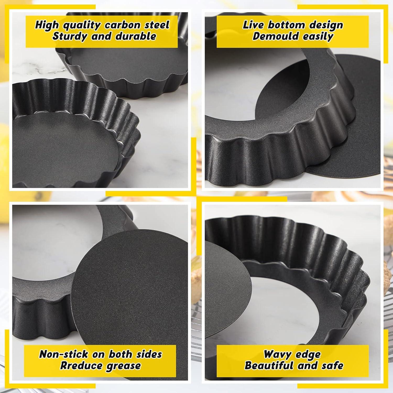 Mini Moldes para Tartas Tessco 16 Piezas Antiadherente 7.62 cm