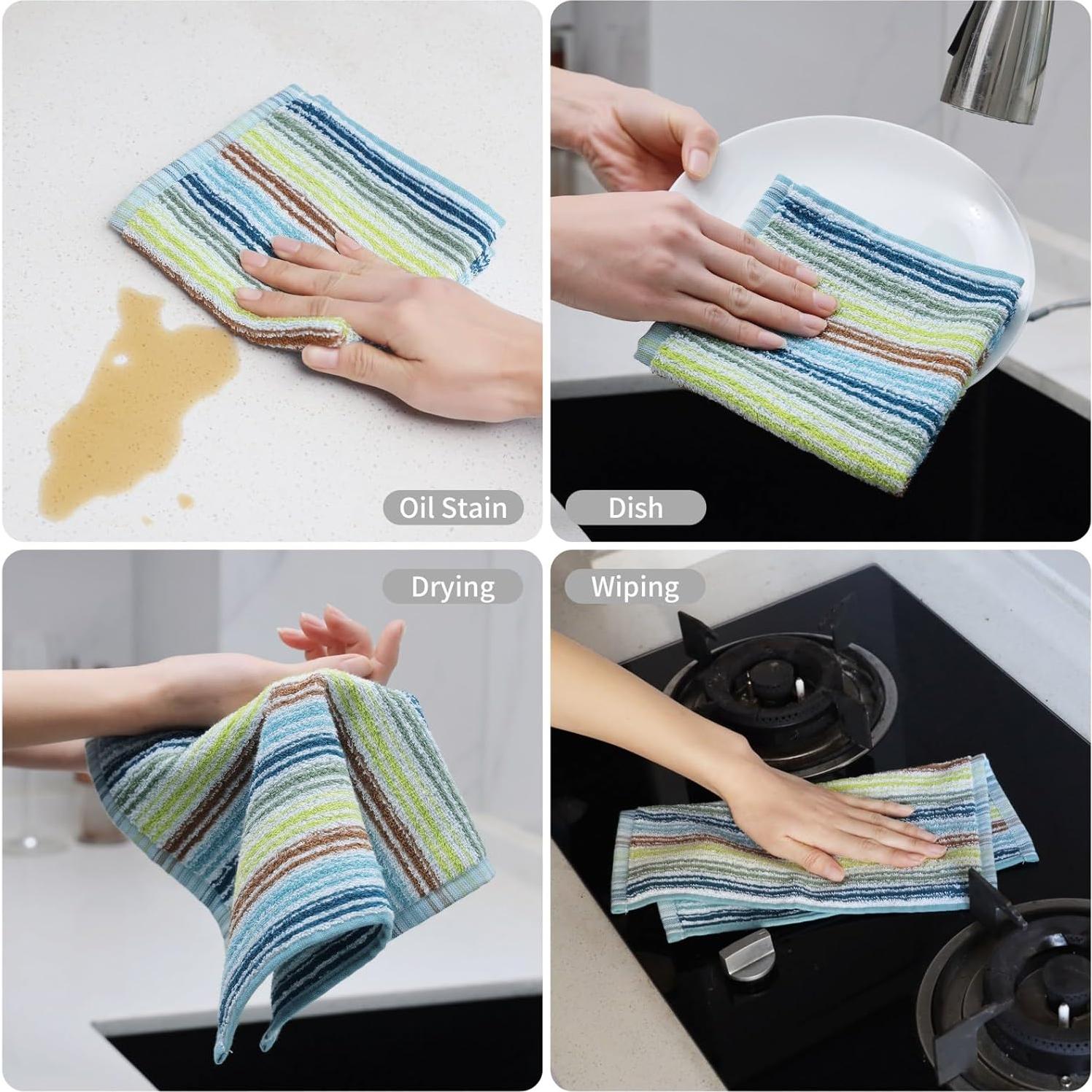 Paños de Cocina Oeleky 8 Unidades 30x30 cm Algodón Ultra Absorbentes