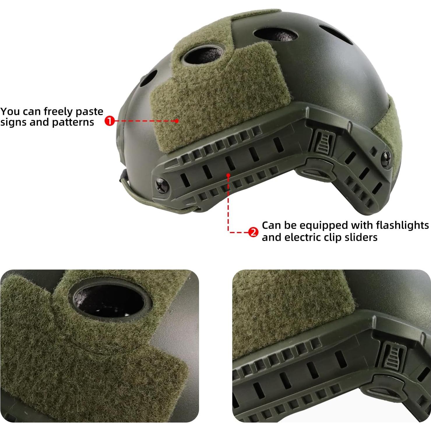 Casco Táctico Booiu Casco Airsoft Mediano Verde