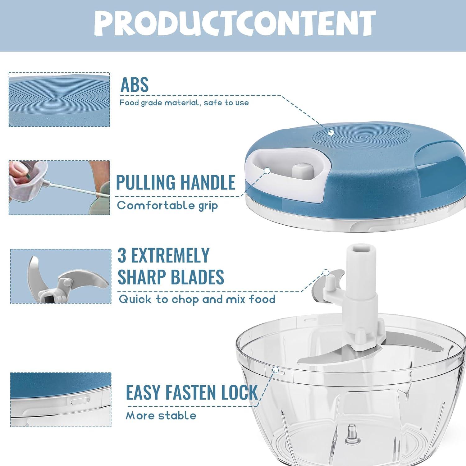 Picador Manual de Verduras FILTA 500ml Acero Inoxidable Azul