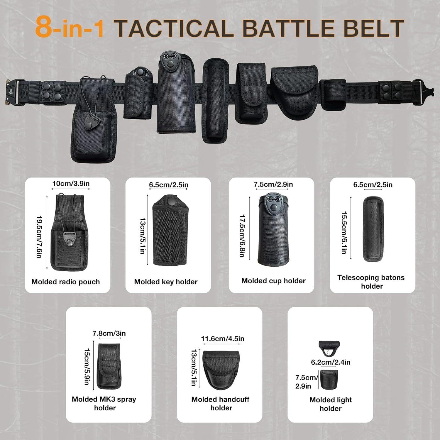 Cinturón Táctico BittPicc 8 en 1 Ajustable Nylon Negro