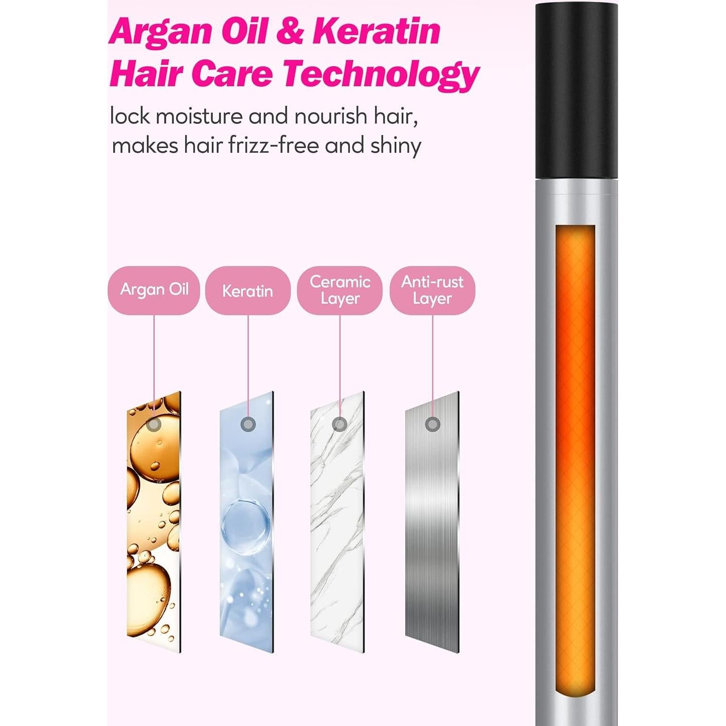 Rizador de Cabello FARERY 9mm Cerámica con Aceite de Argán