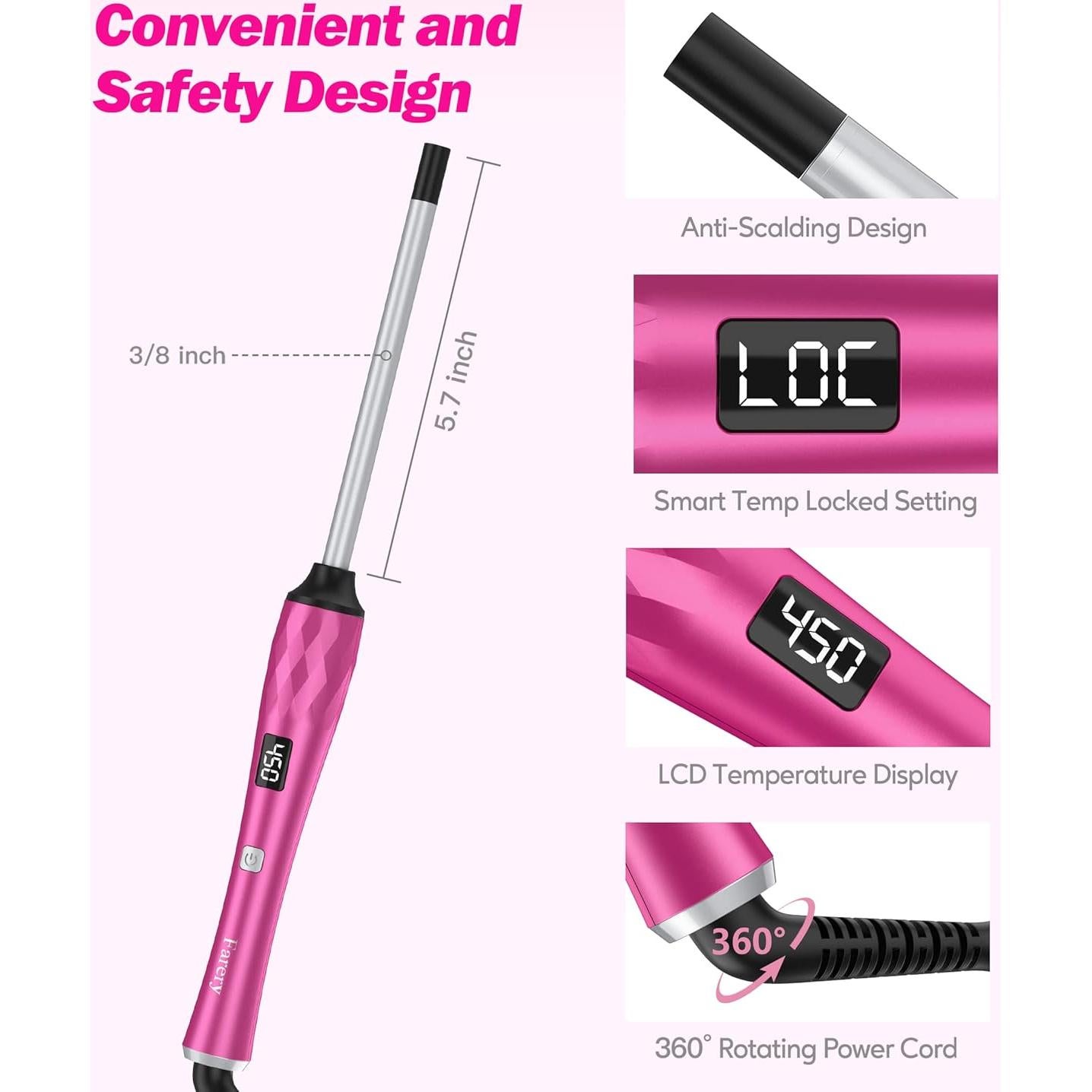 Rizador de Cabello FARERY 9mm Cerámica con Aceite de Argán