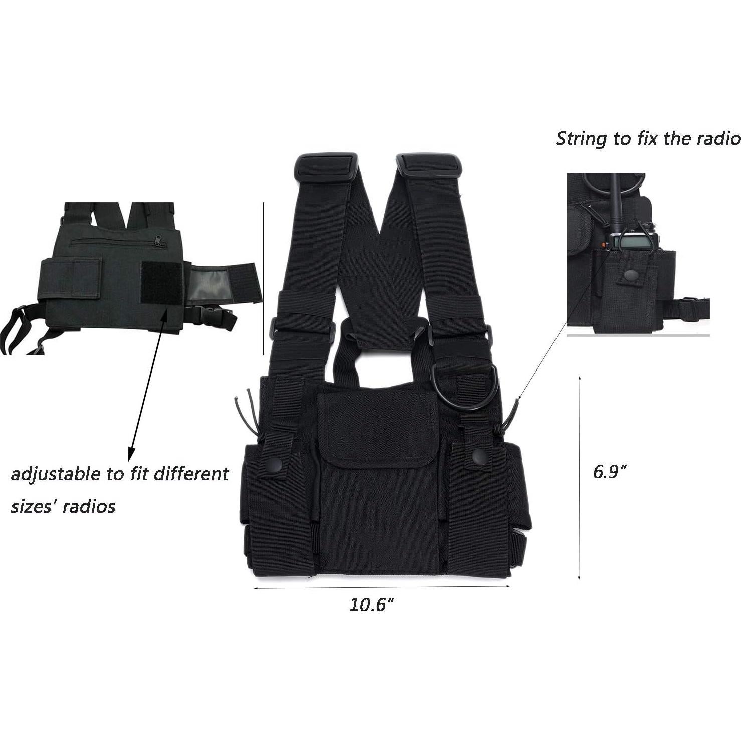 Arnés de Pecho LAGESUN RBH0001BL Ajustable con Bolsillos