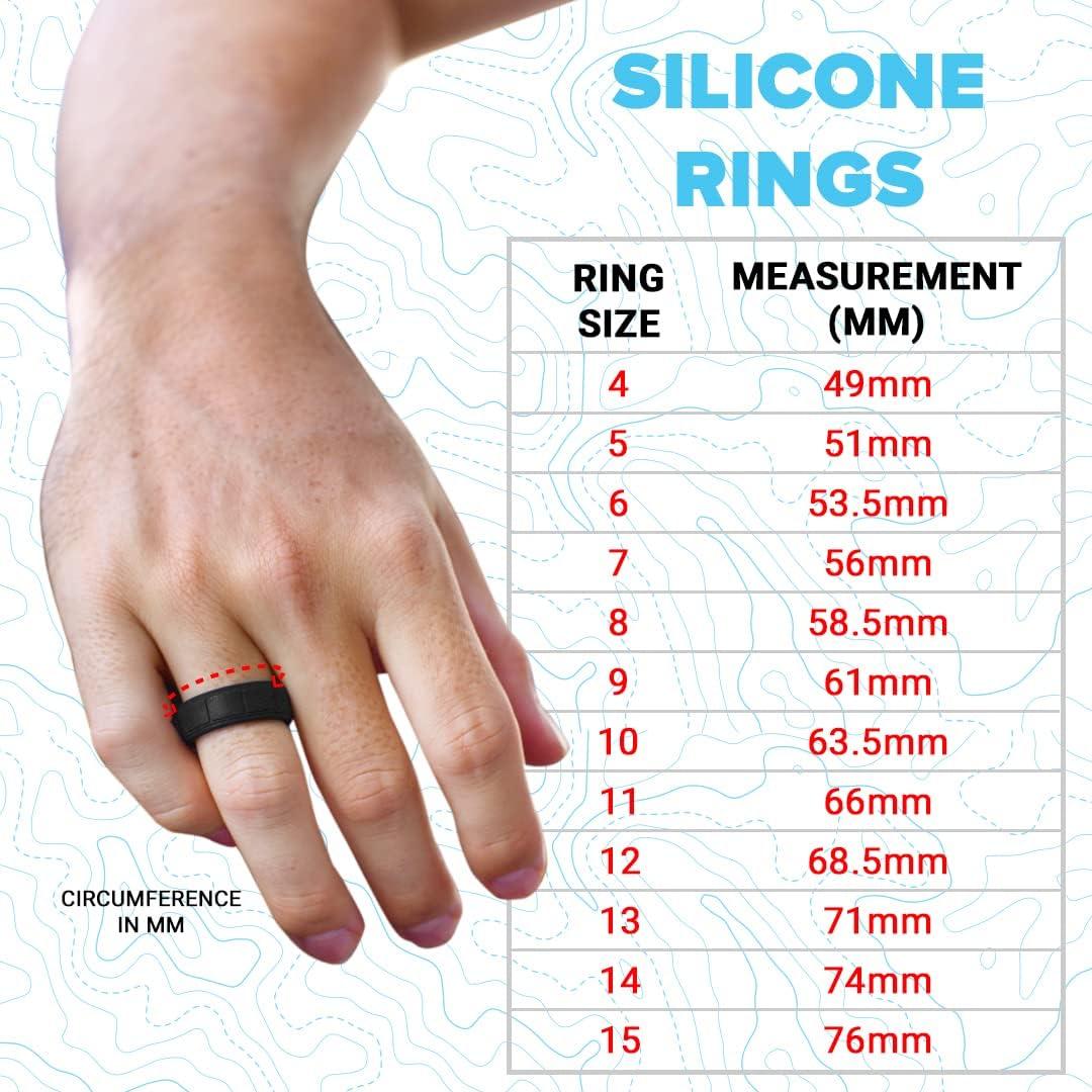 Anillo de Silicona S A para Hombres - 5 Pack Clásico Militar