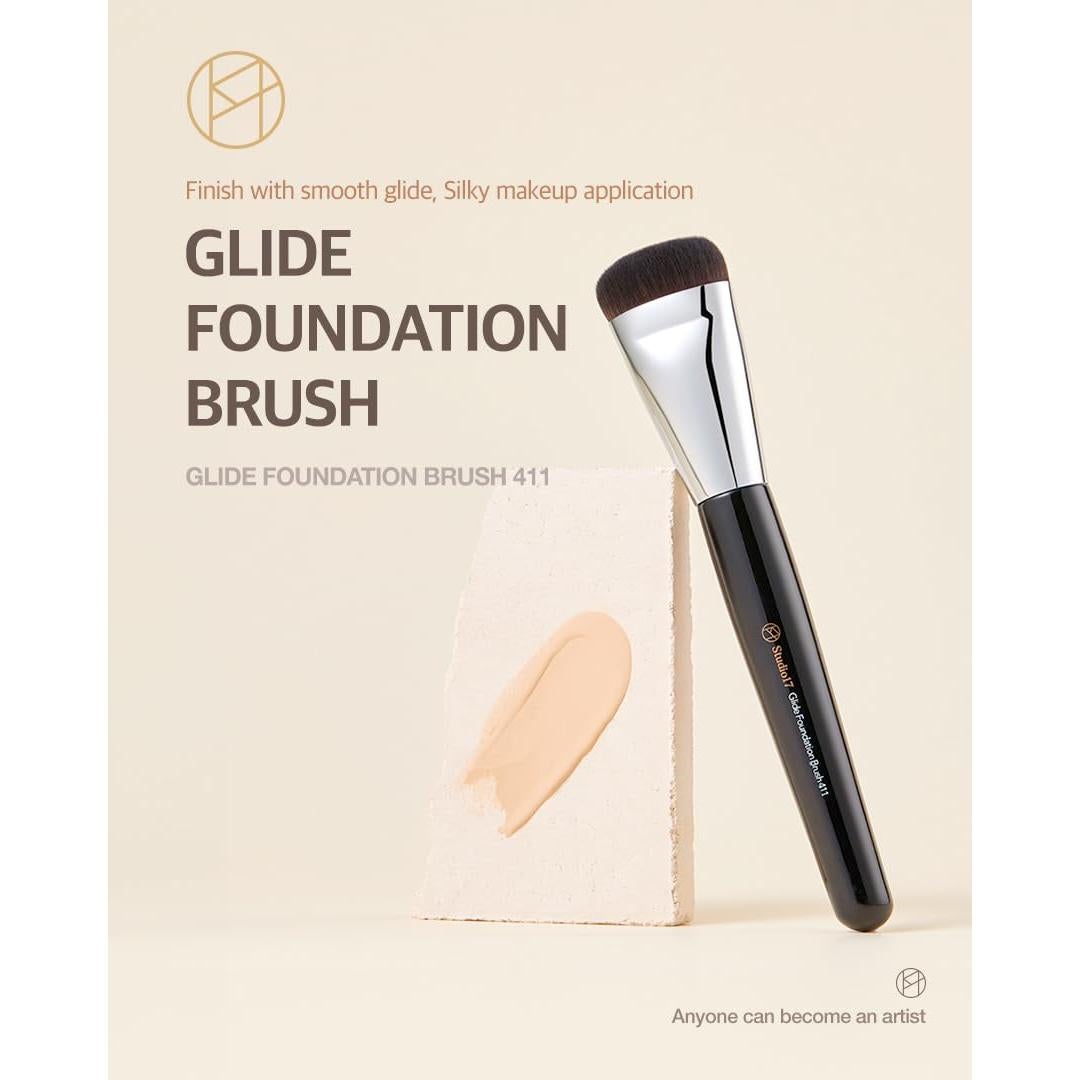Flat Foundation Brush for Liquid Makeup | Liquid Foundation Brush with Flat Top | Korean Makeup Brush with Super Micro Bristles | Studio Quality Makeup Tool