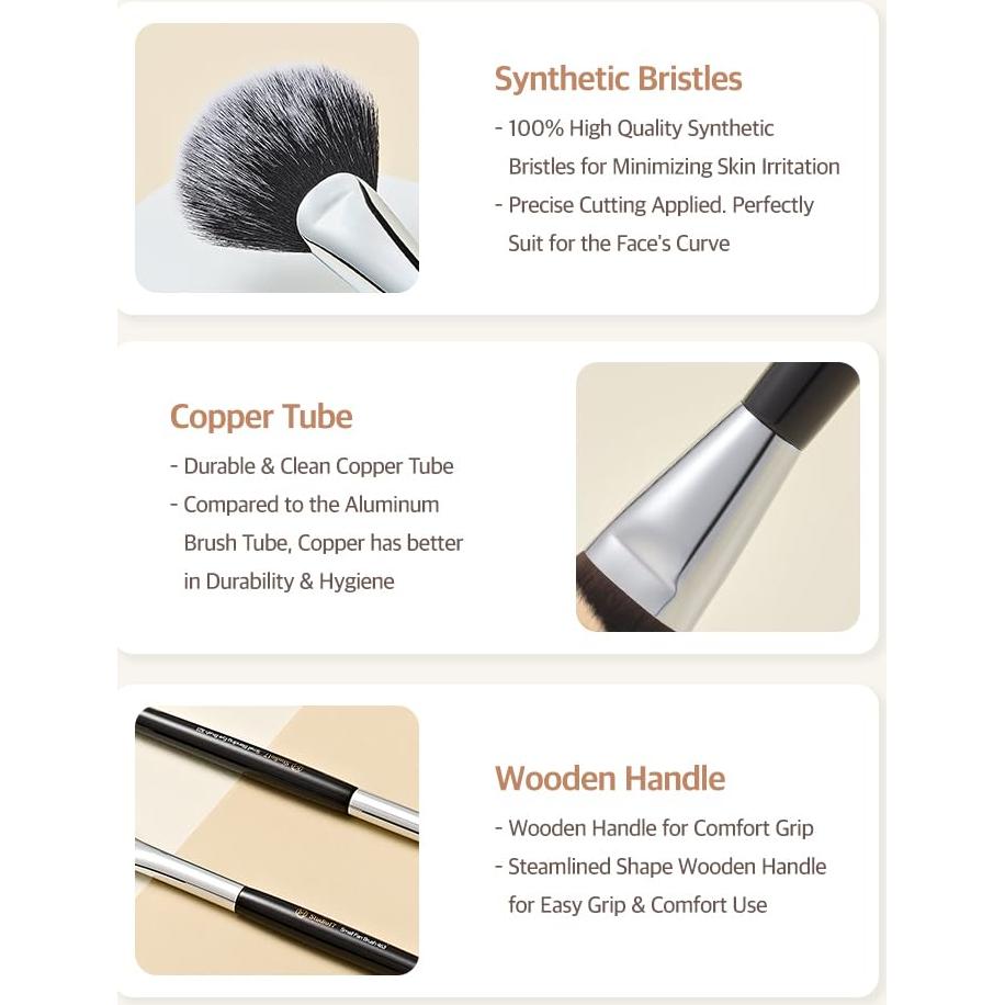 Flat Foundation Brush for Liquid Makeup | Liquid Foundation Brush with Flat Top | Korean Makeup Brush with Super Micro Bristles | Studio Quality Makeup Tool