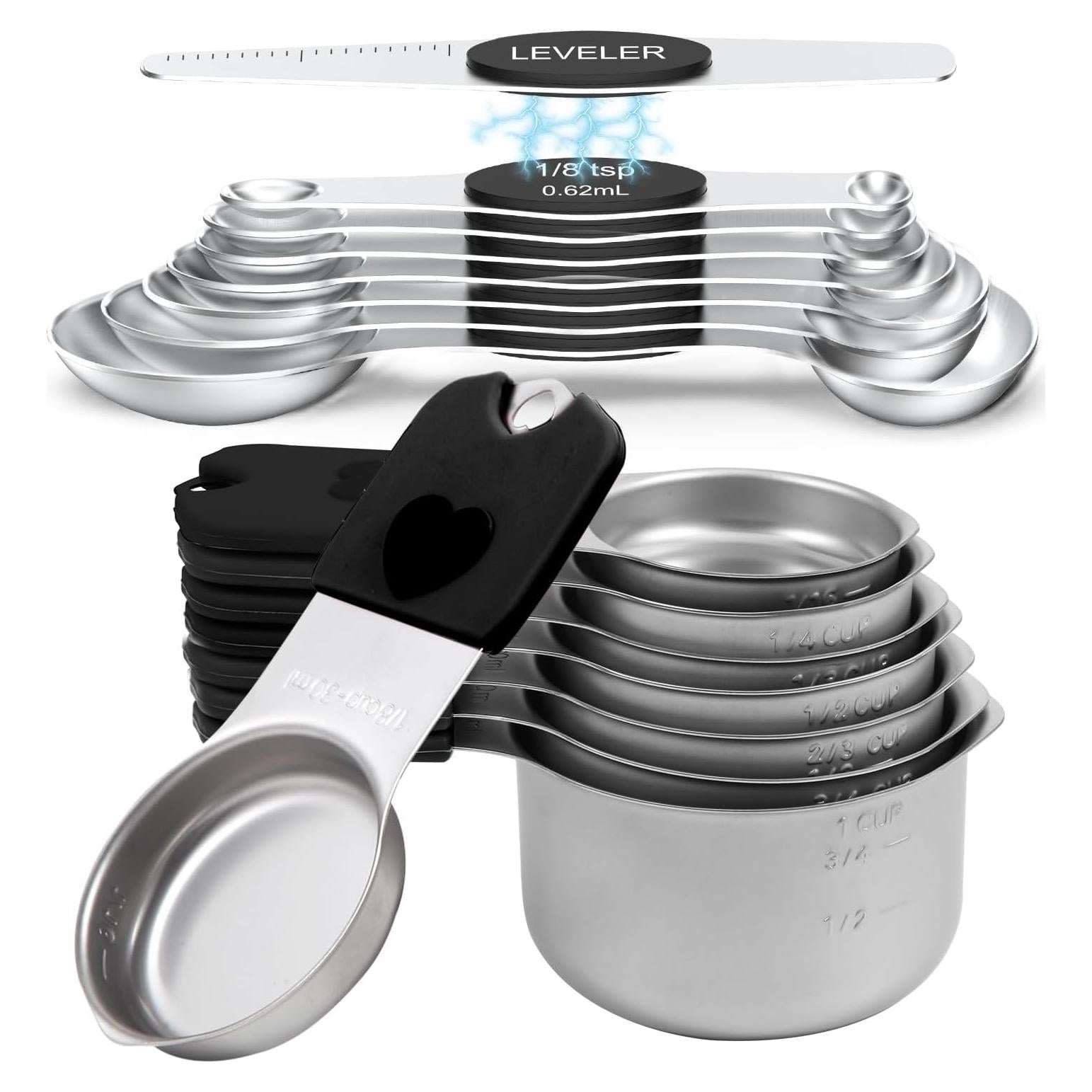 Juego de Tazas y Cucharas Medidoras Magnéticas vfuni 15 Piezas