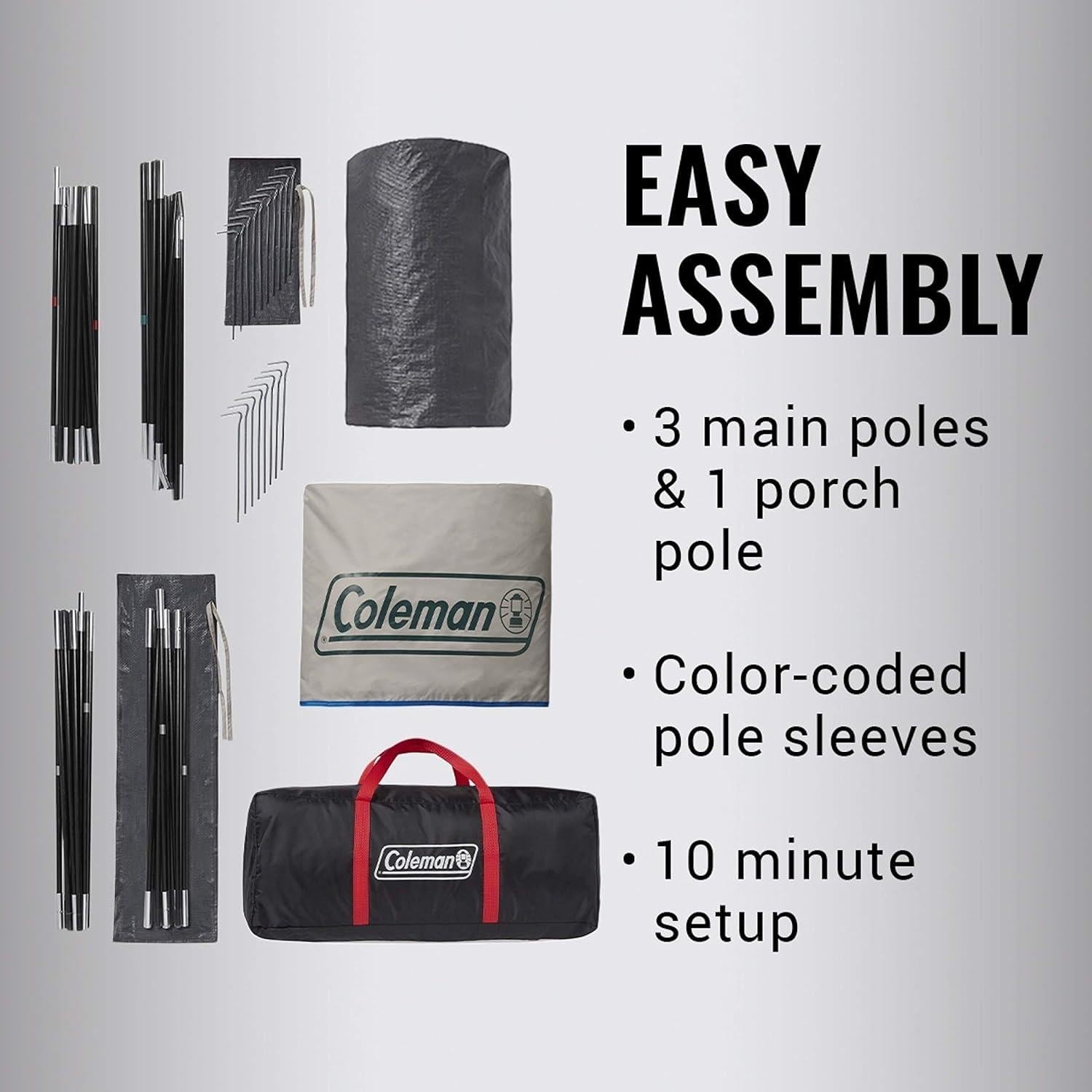 Carpa de Camping Coleman Porche Impermeable 4 Personas Verde