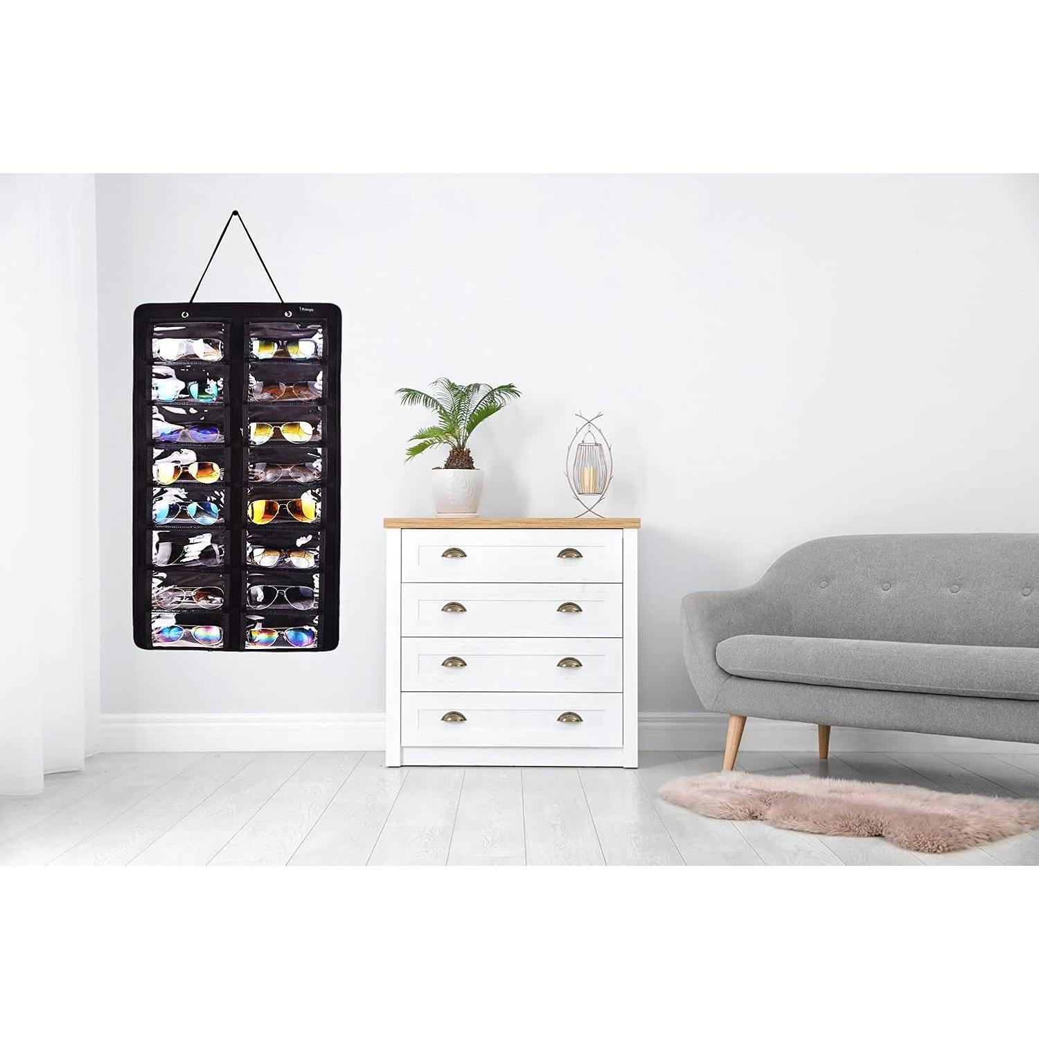 Organizador de Gafas de Sol RZMAYIS 16 Compartimentos Montado en Pared