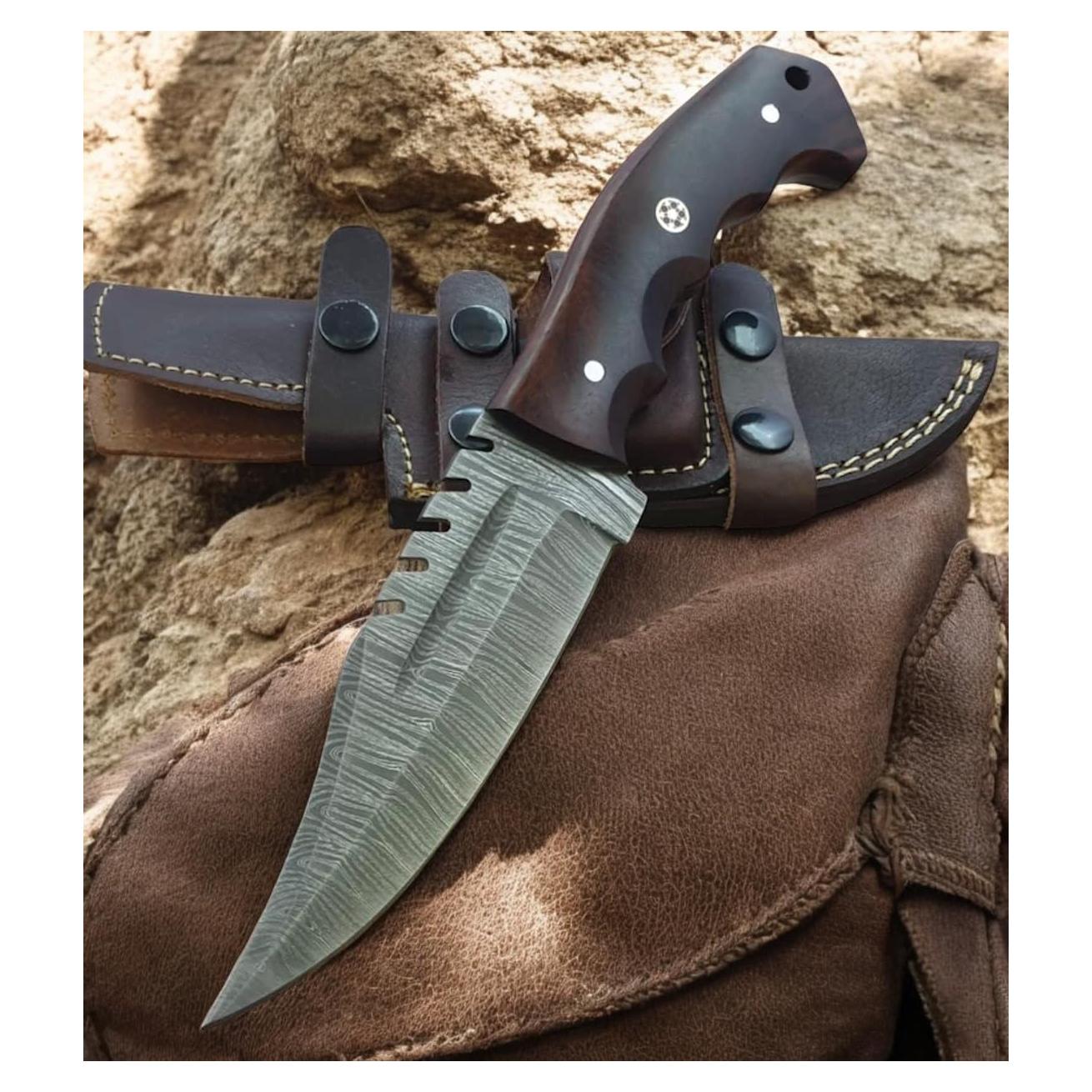 Cuchillo Táctico Poshland TR-042 Acero Damasco Mango Madera