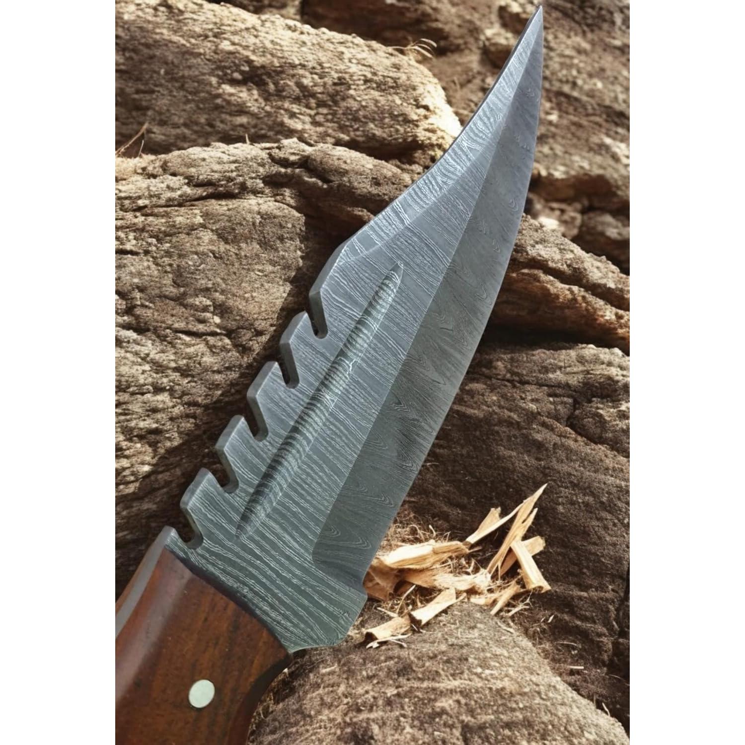 Cuchillo Táctico Poshland TR-042 Acero Damasco Mango Madera