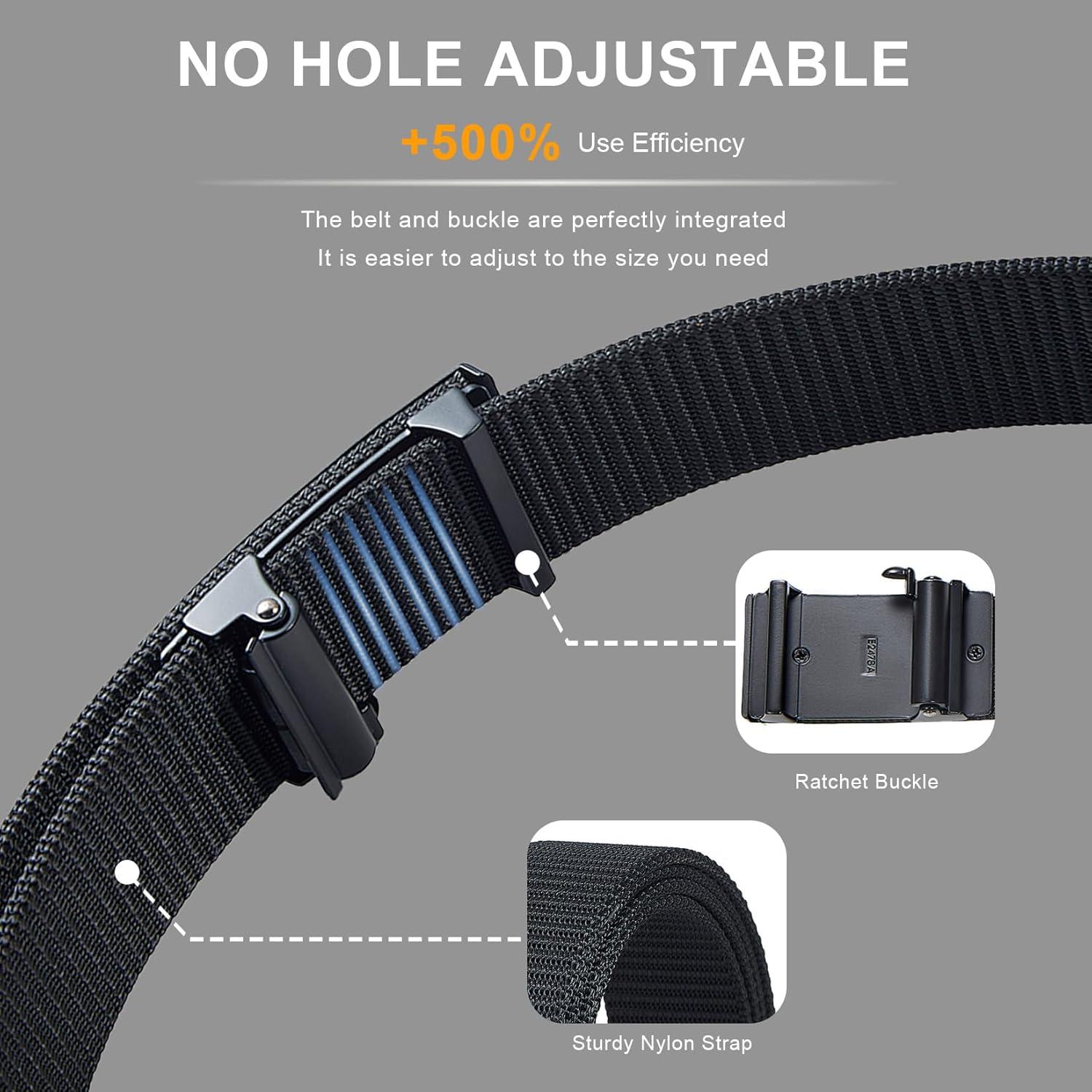 Cinturón Trinquete Nylon Ajustable Hombre 71-86 cm Negro