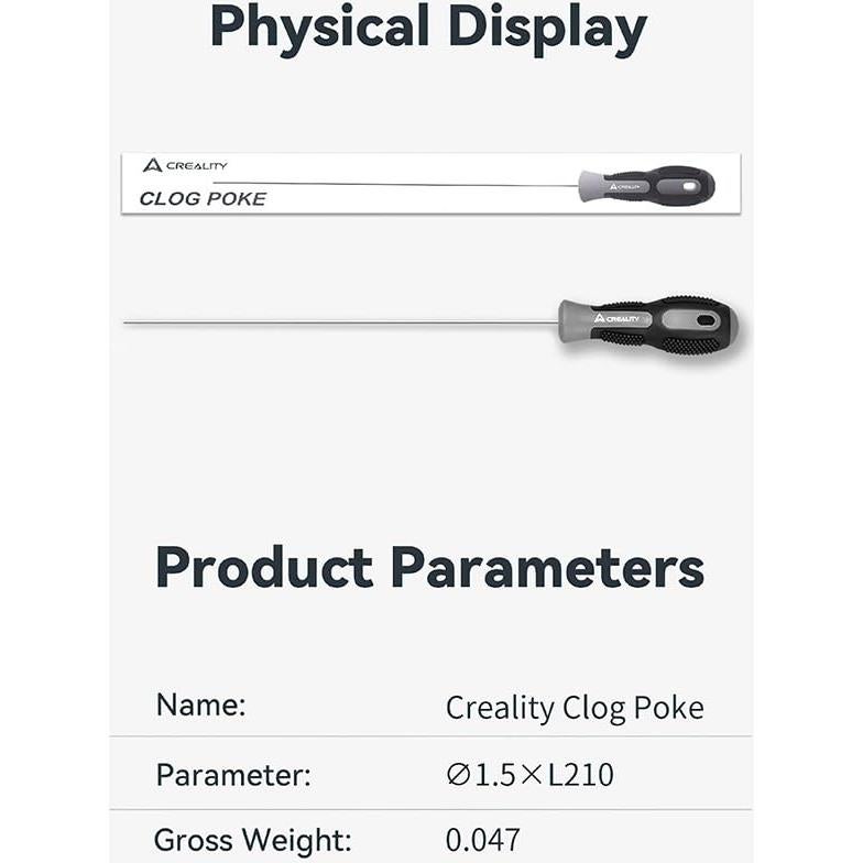 Kit de Limpieza de Boquillas Creality Clog Poke 210mm