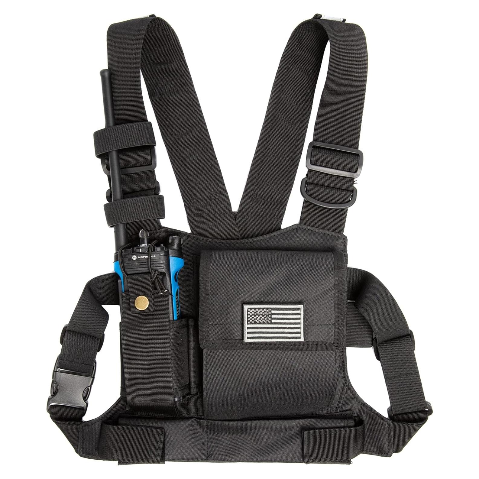 Arnés de Pecho Luiton Negro con Tiras Reflectantes