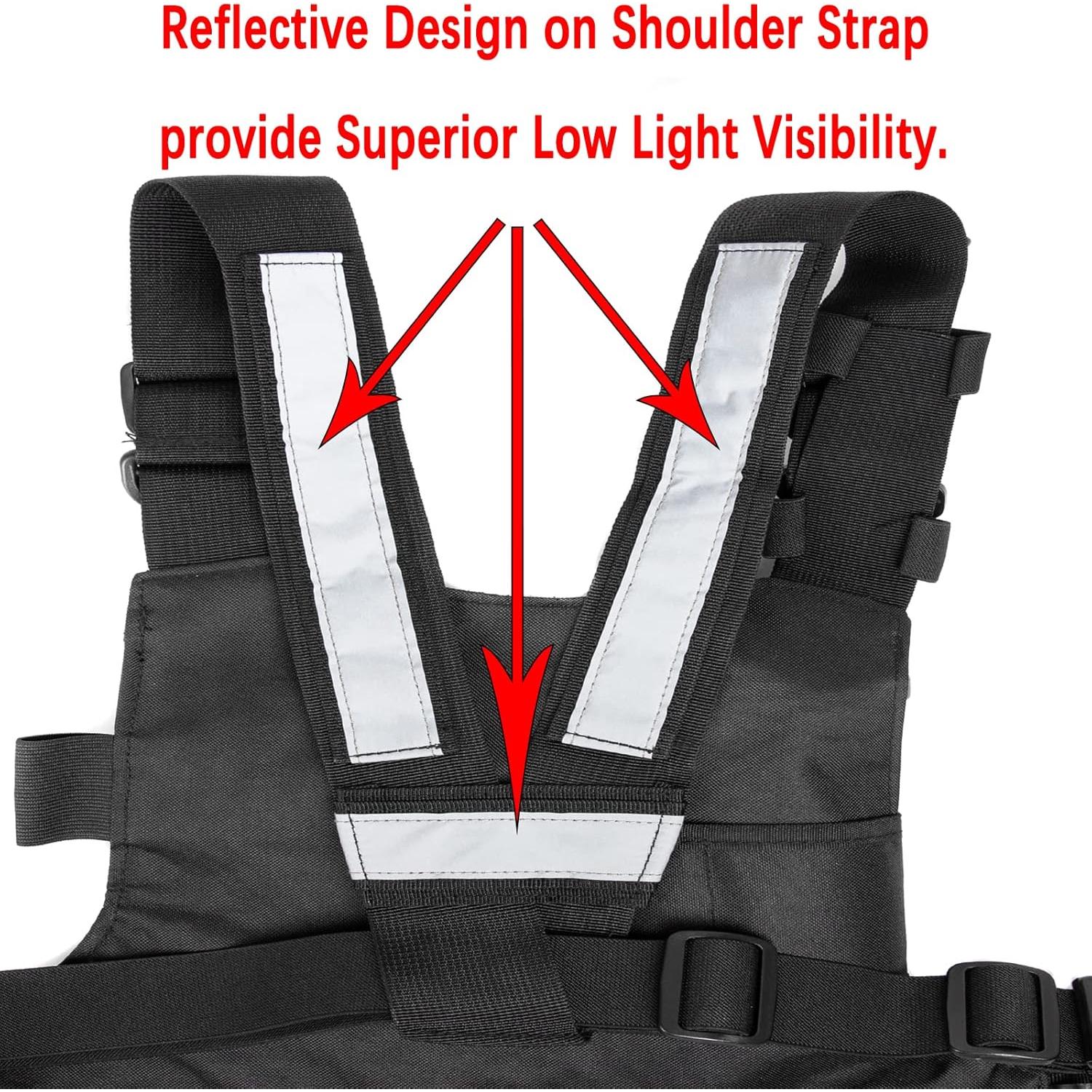 Arnés de Pecho Luiton Negro con Tiras Reflectantes