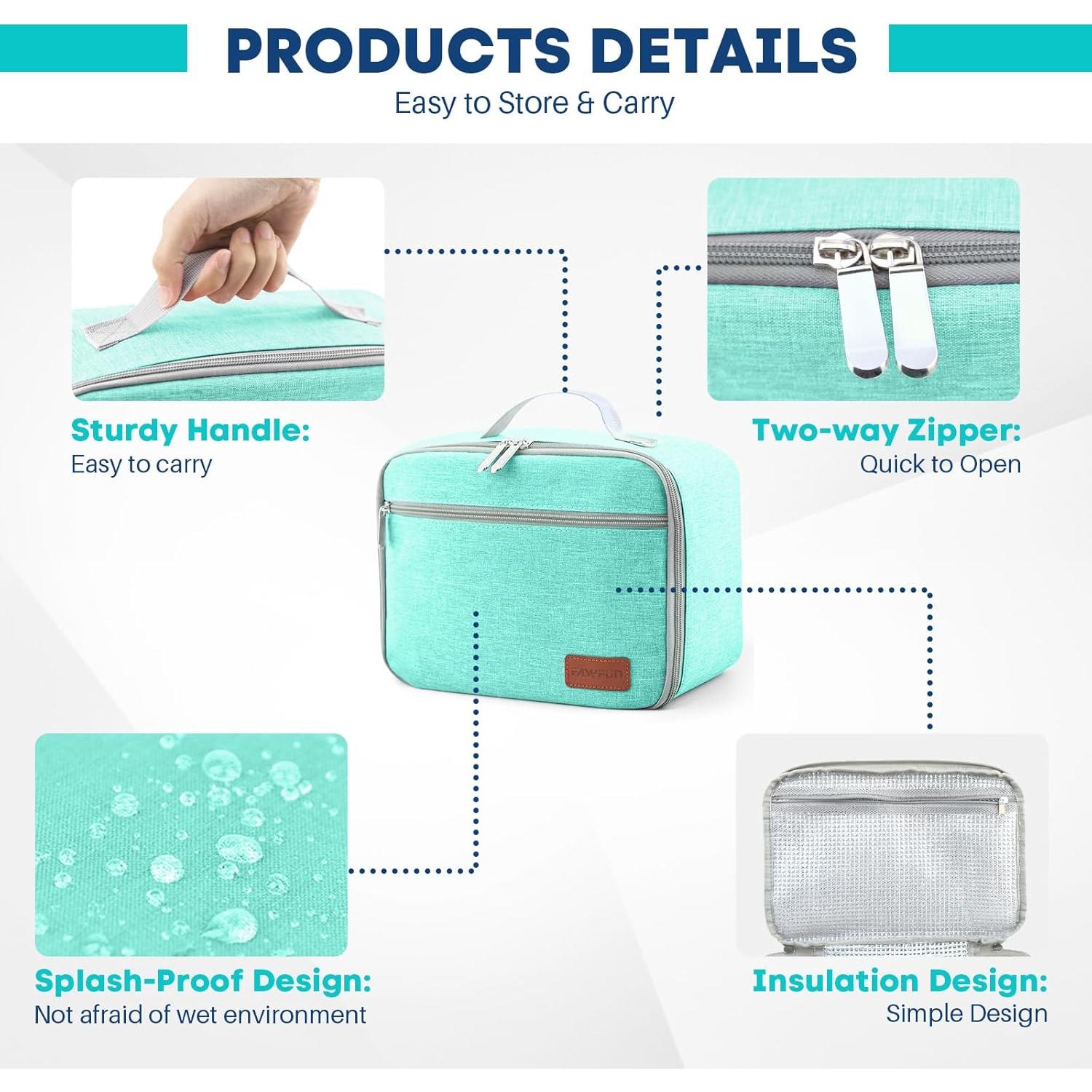 Bolsa de Almuerzo Aislada EASYFUN Verde 11.5L para Trabajo