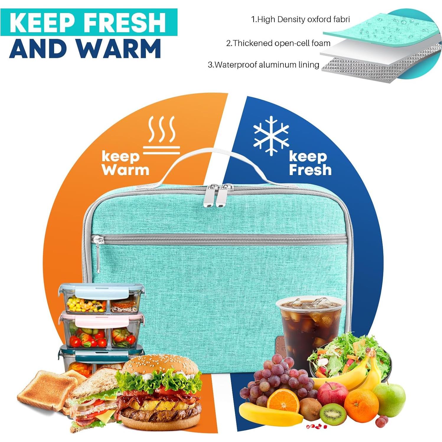 Bolsa de Almuerzo Aislada EASYFUN Verde 11.5L para Trabajo