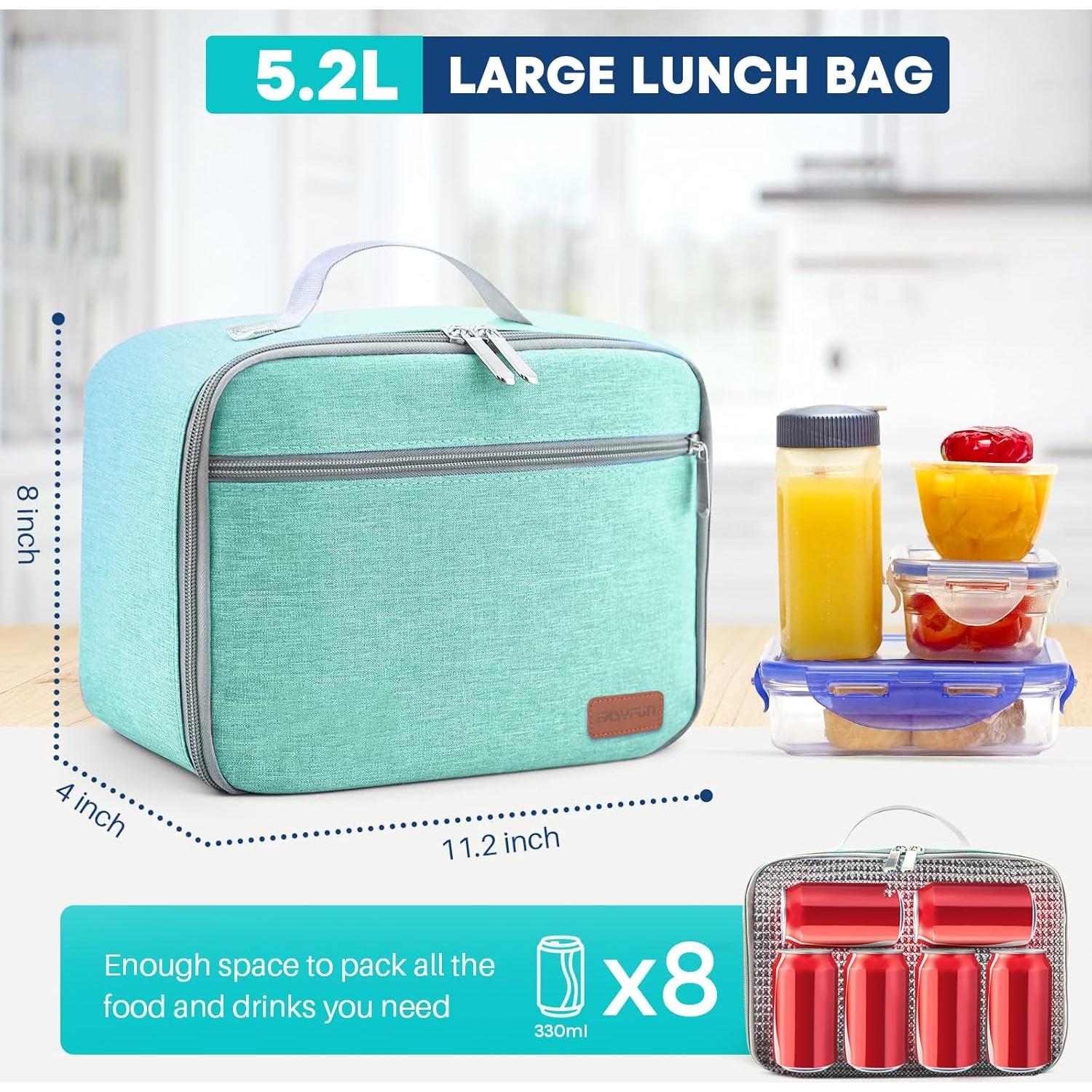 Bolsa de Almuerzo Aislada EASYFUN Verde 11.5L para Trabajo