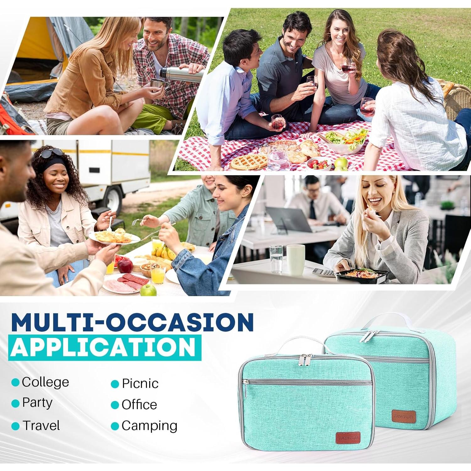 Bolsa de Almuerzo Aislada EASYFUN Verde 11.5L para Trabajo