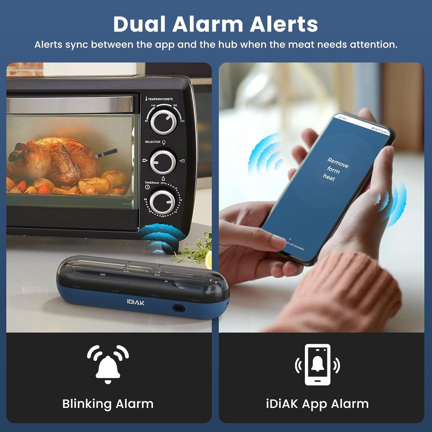 Termómetro de Carne Inalámbrico iDiAK CP10 Doble Sensor 500FT