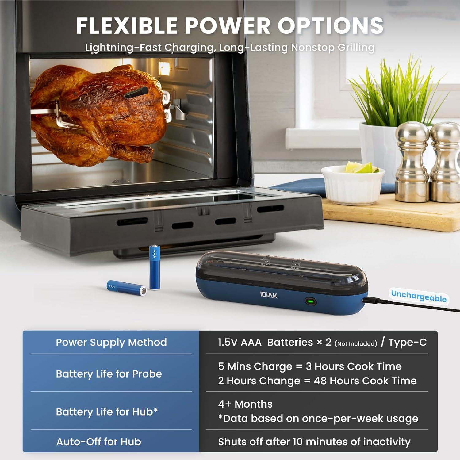 Termómetro de Carne Inalámbrico iDiAK CP10 Doble Sensor 500FT