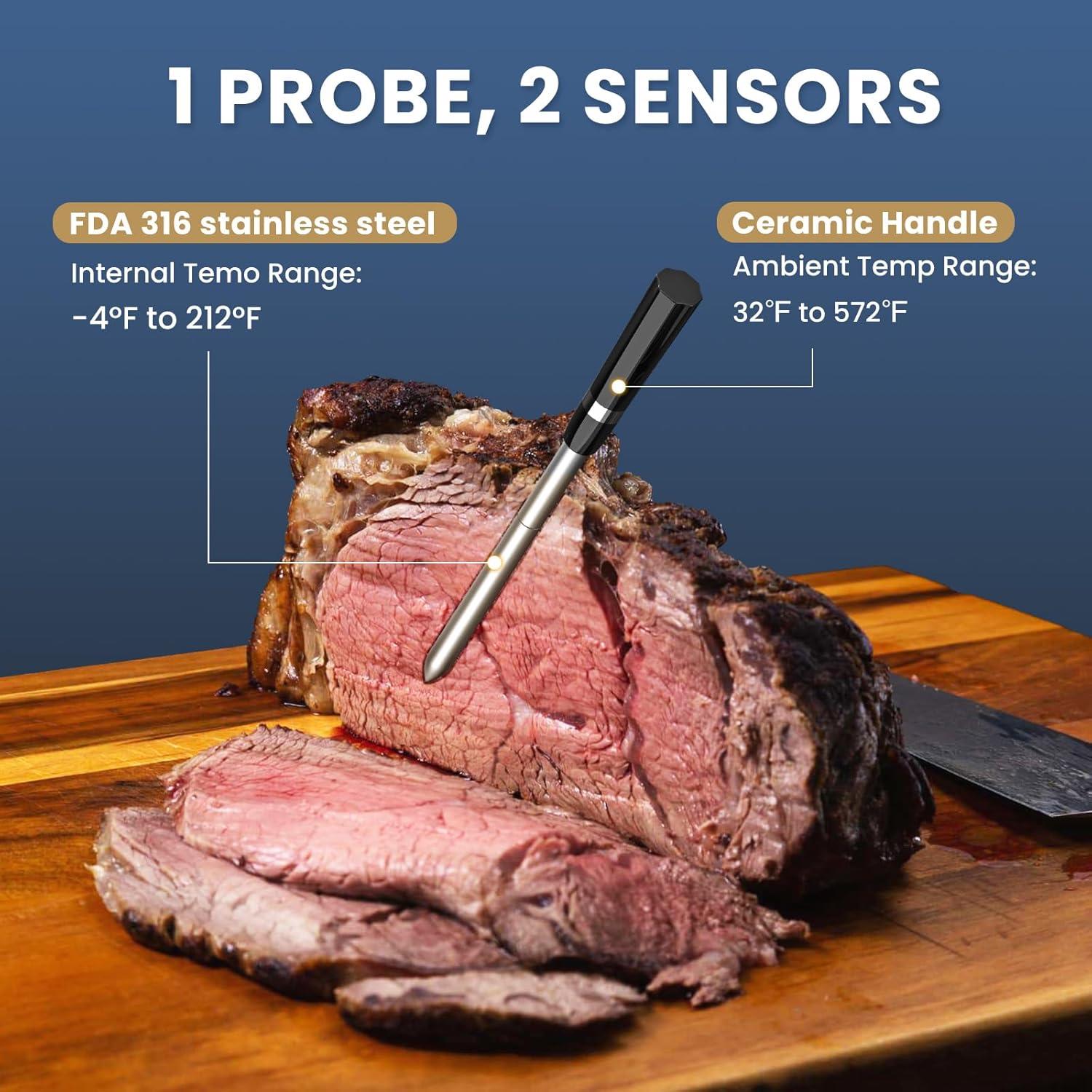 Termómetro de Carne Inalámbrico iDiAK CP10 Doble Sensor 500FT