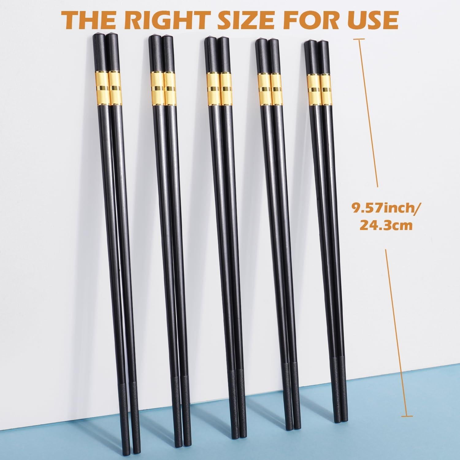 Palillos Reutilizables GLAMFIELDS 24.13 cm Antideslizantes Negro y Oro