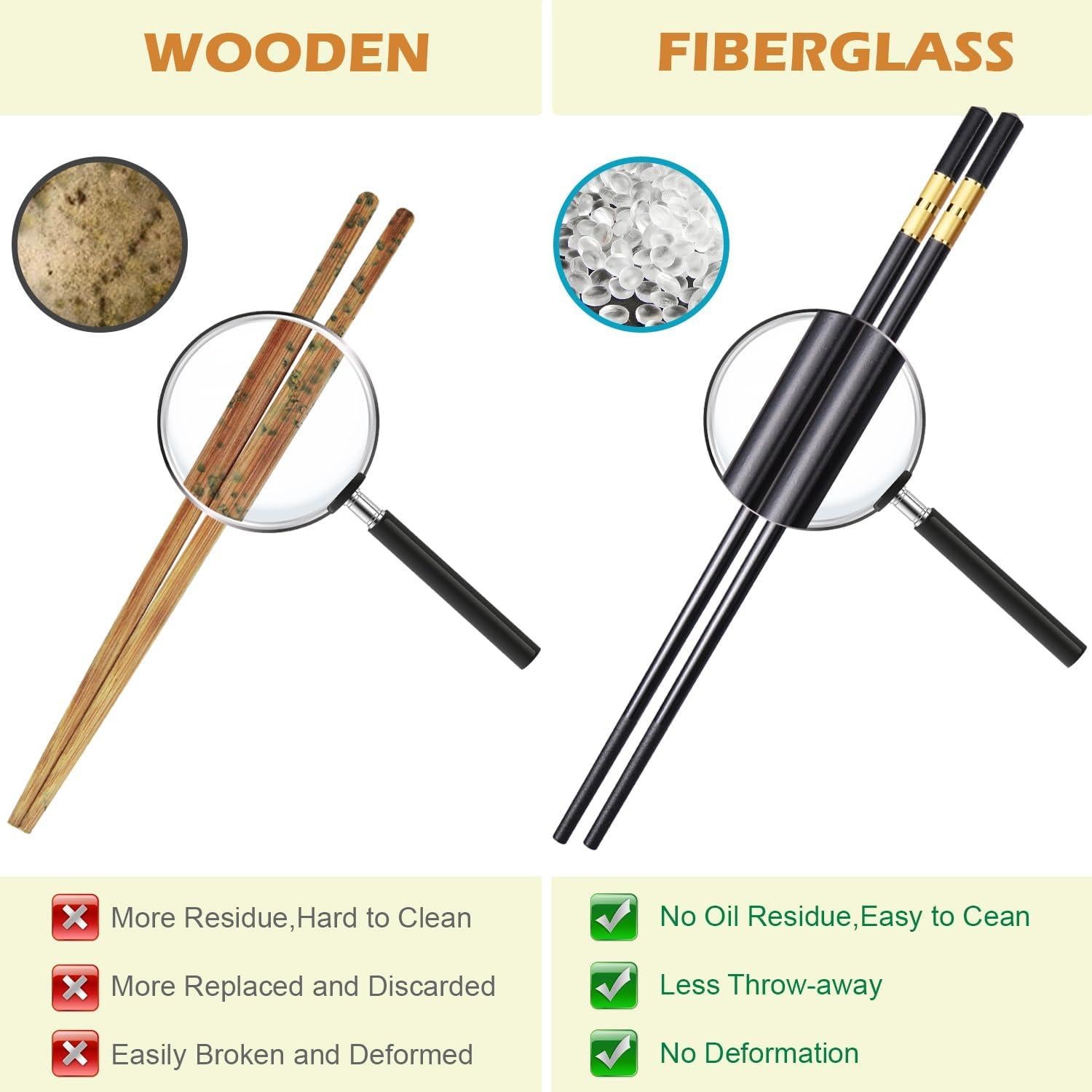 Palillos Reutilizables GLAMFIELDS 24.13 cm Antideslizantes Negro y Oro