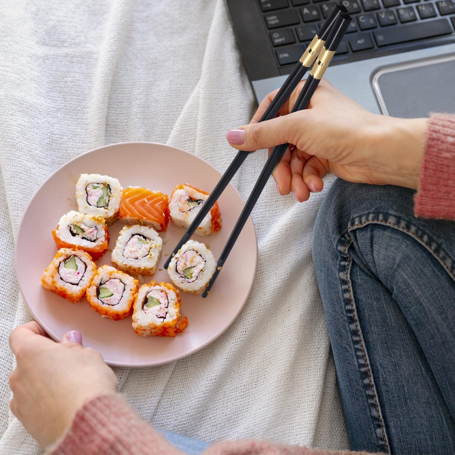 Palillos Reutilizables GLAMFIELDS 24.13 cm Antideslizantes Negro y Oro