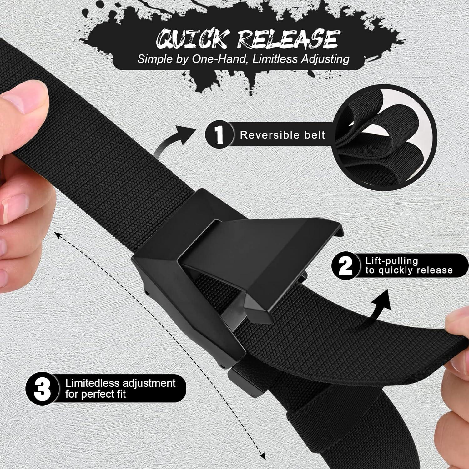 Cinturón KingMoore para hombres - Cinturón táctico de nylon 3,81 cm