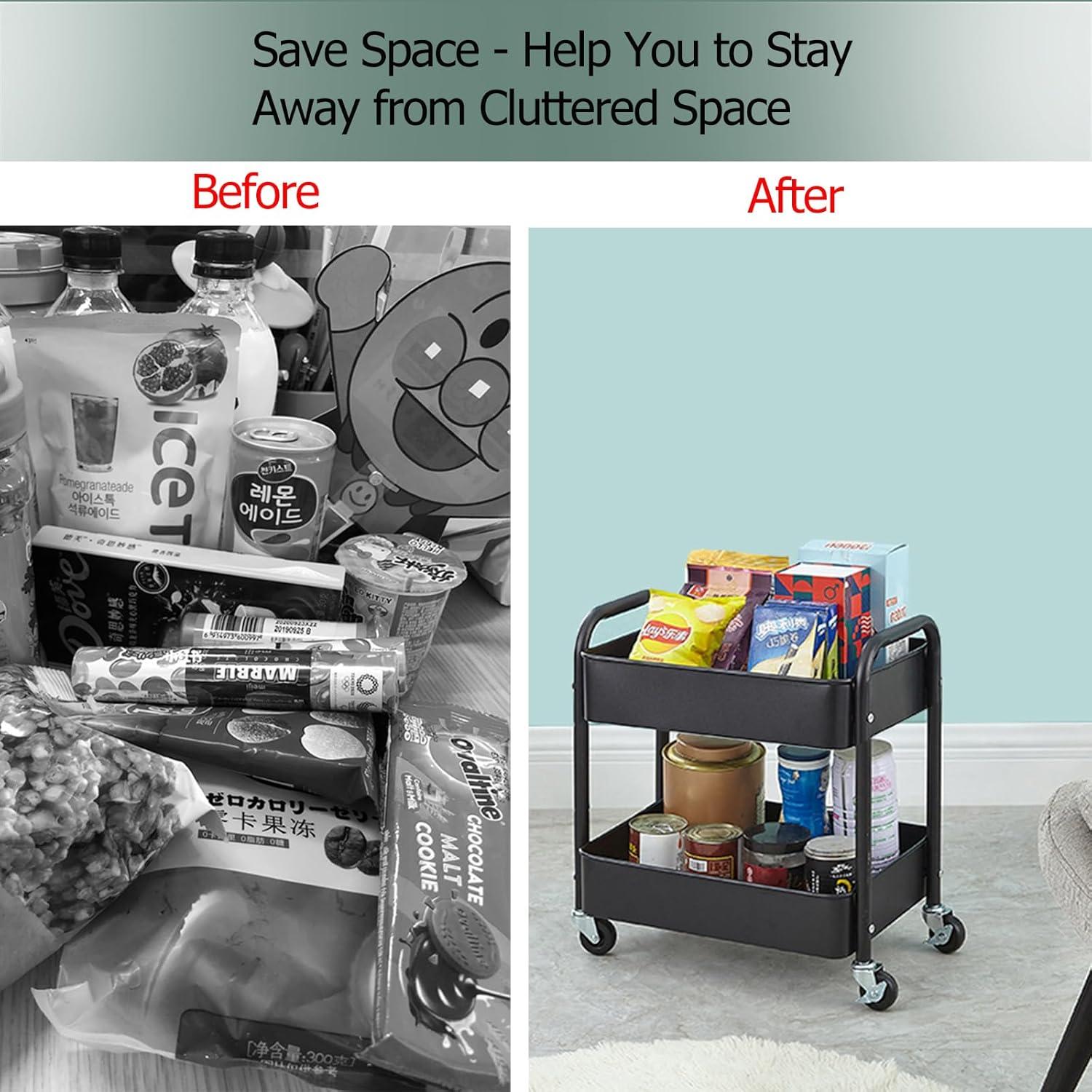 Carro de Almacenamiento Rodante Melody House 2 Niveles Negro