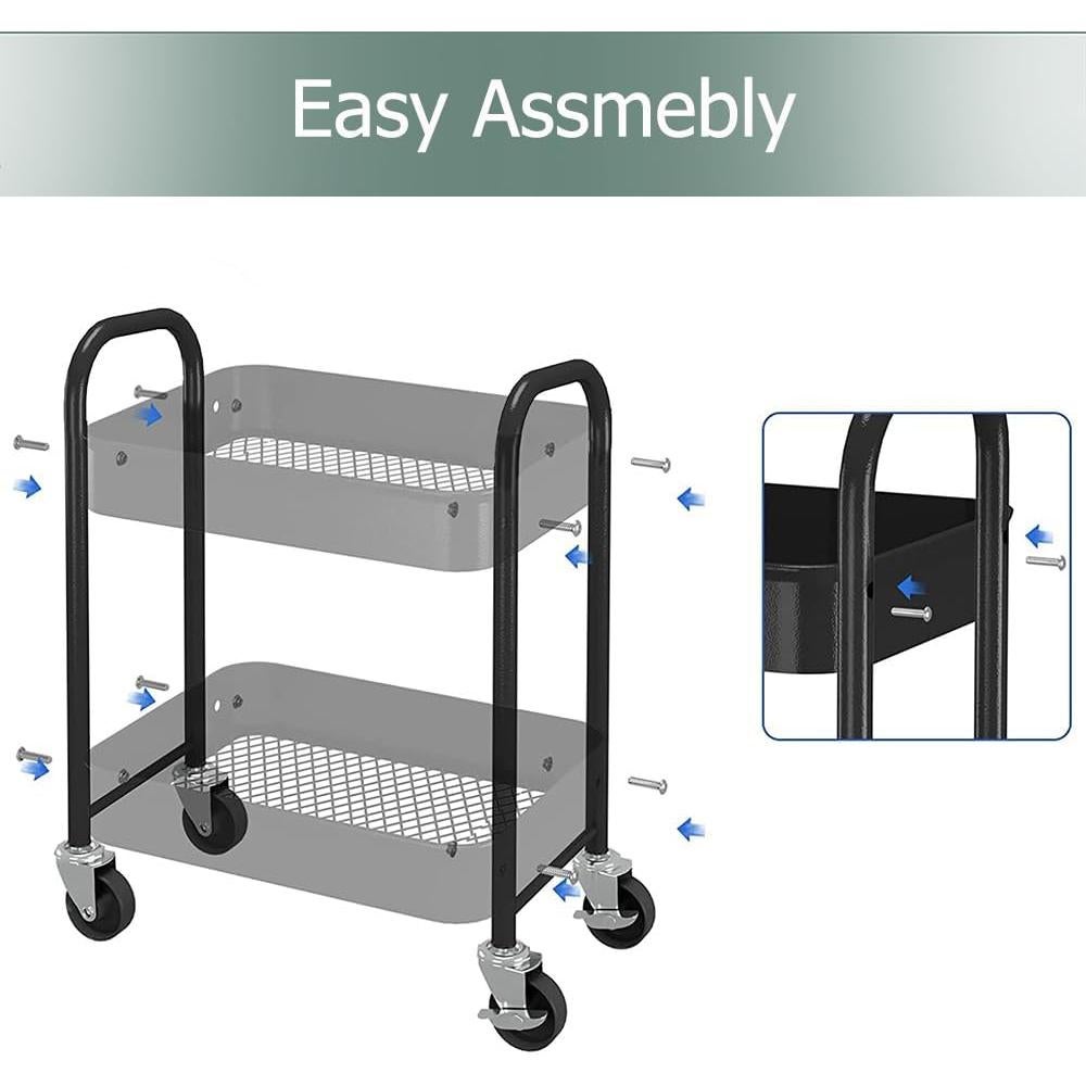 Carro de Almacenamiento Rodante Melody House 2 Niveles Negro