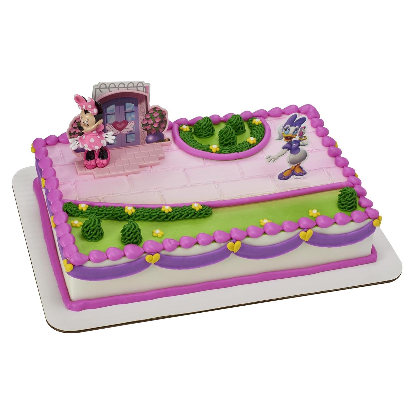 DecoSet® Disney Minnie Mouse Happy Helpers Cake Topper, 4-Piece Cake Decoration Set with Minnie Mouse And Daisy Duck