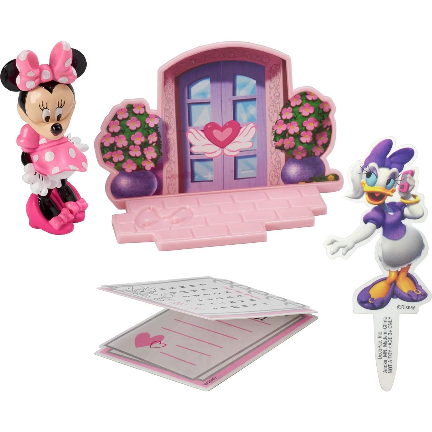 DecoSet® Disney Minnie Mouse Happy Helpers Cake Topper, 4-Piece Cake Decoration Set with Minnie Mouse And Daisy Duck