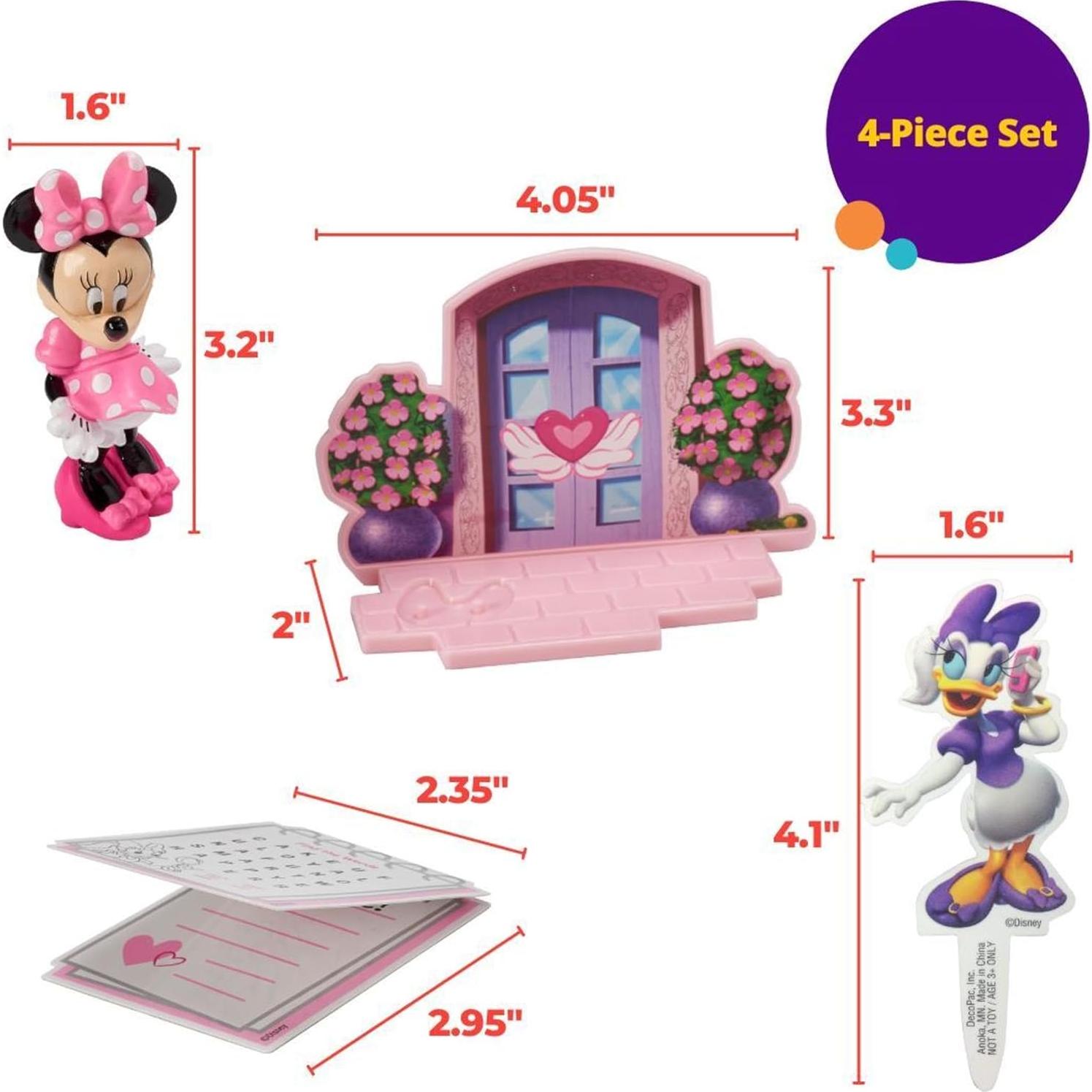 DecoSet® Disney Minnie Mouse Happy Helpers Cake Topper, 4-Piece Cake Decoration Set with Minnie Mouse And Daisy Duck