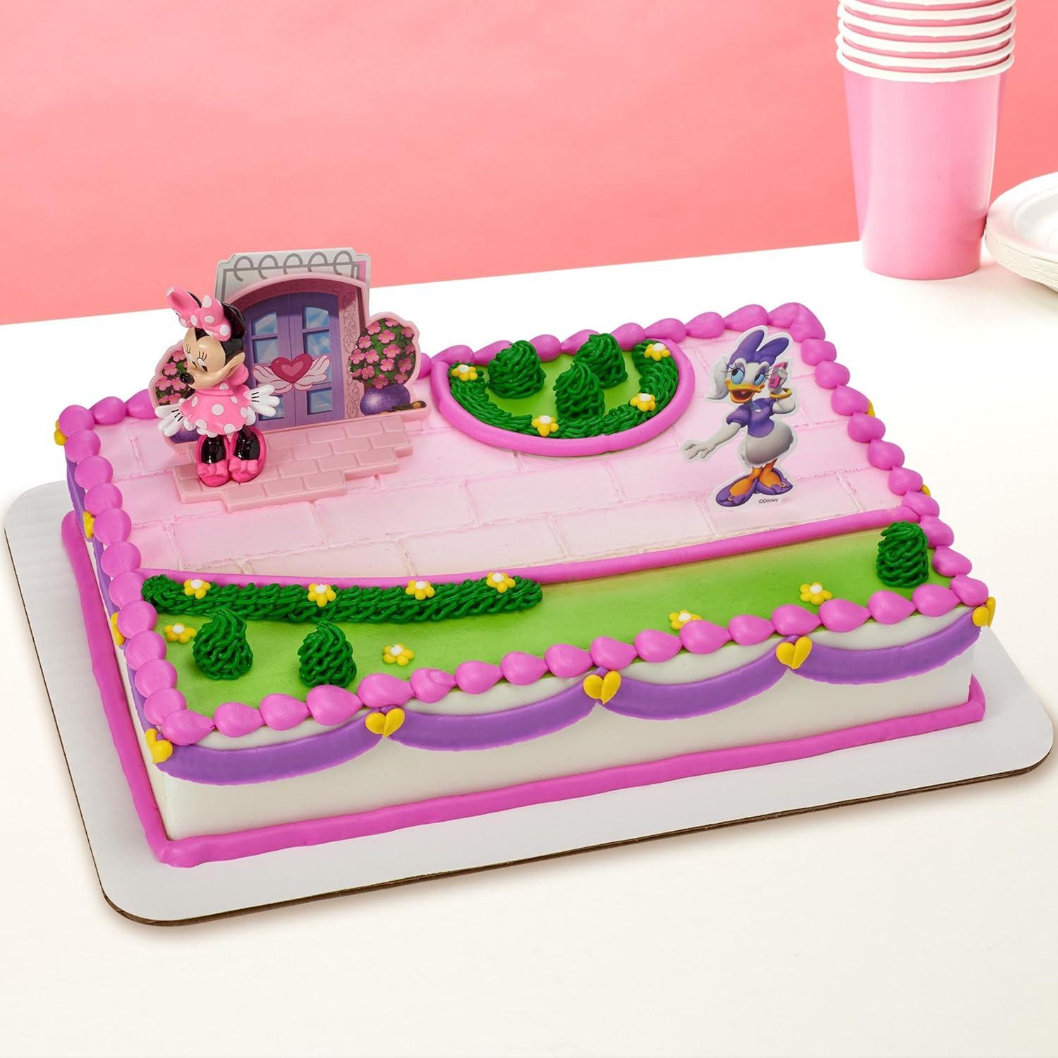 DecoSet® Disney Minnie Mouse Happy Helpers Cake Topper, 4-Piece Cake Decoration Set with Minnie Mouse And Daisy Duck