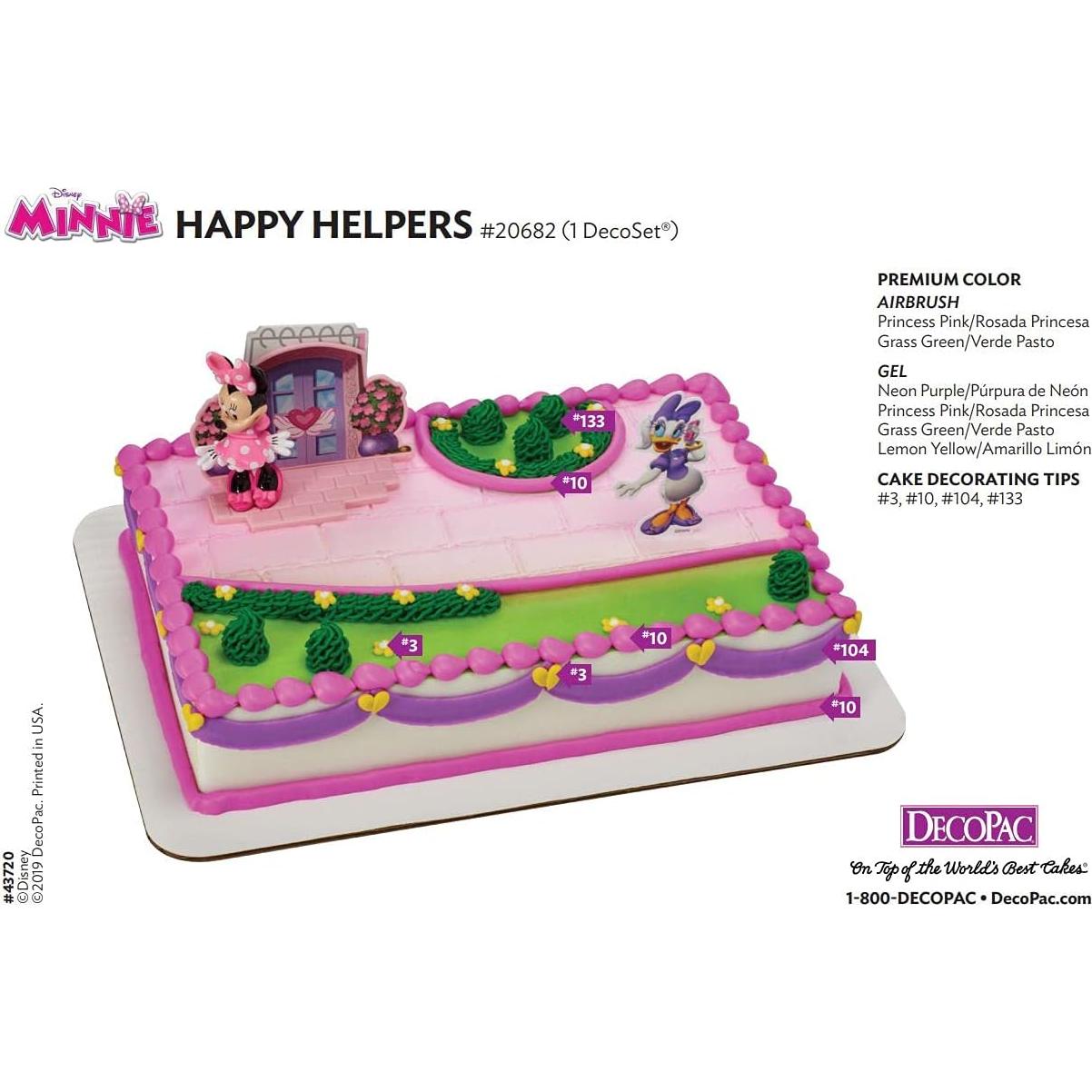 DecoSet® Disney Minnie Mouse Happy Helpers Cake Topper, 4-Piece Cake Decoration Set with Minnie Mouse And Daisy Duck