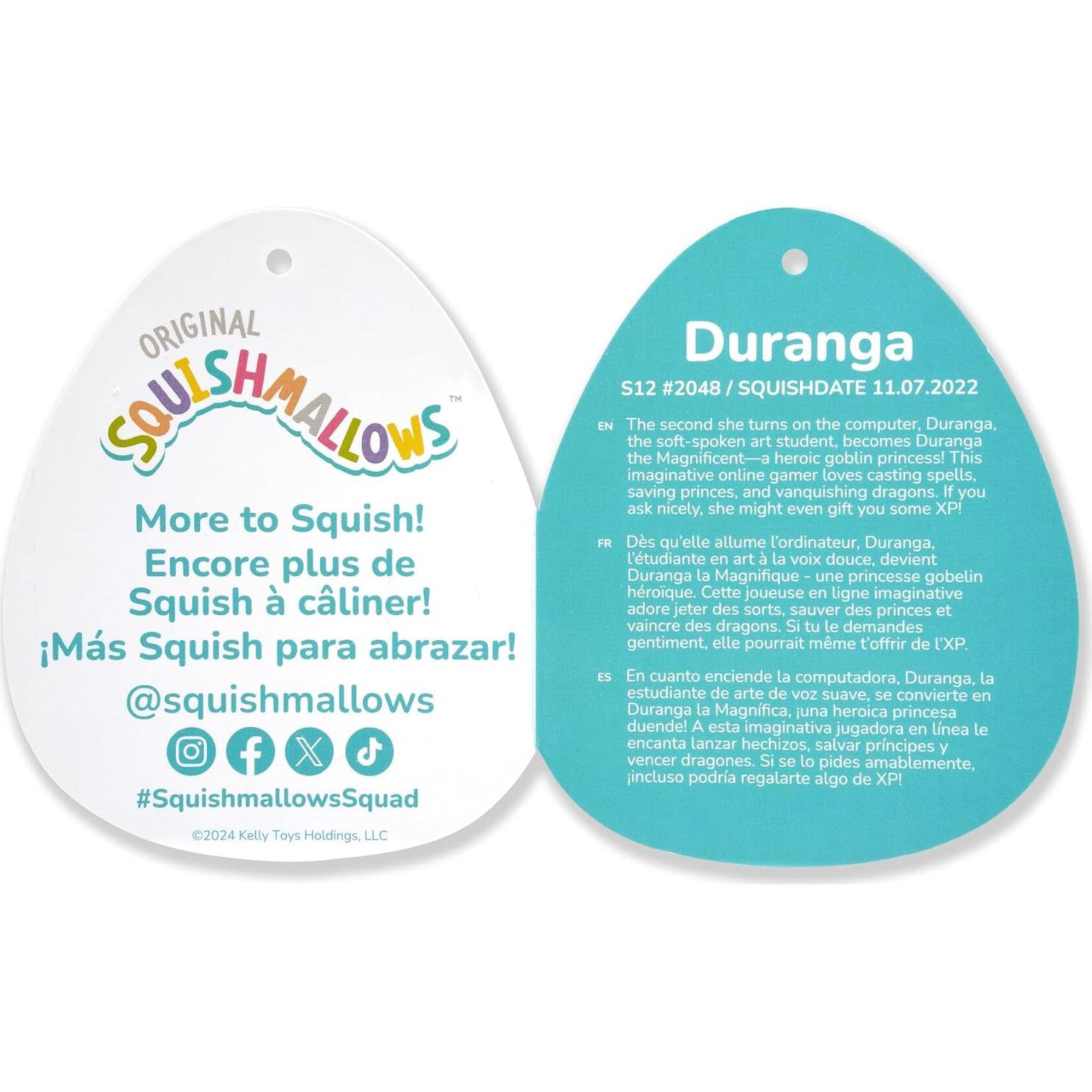 Peluche Squishmallows Zorro Azul Duranga 30 cm Oficial Jazwares